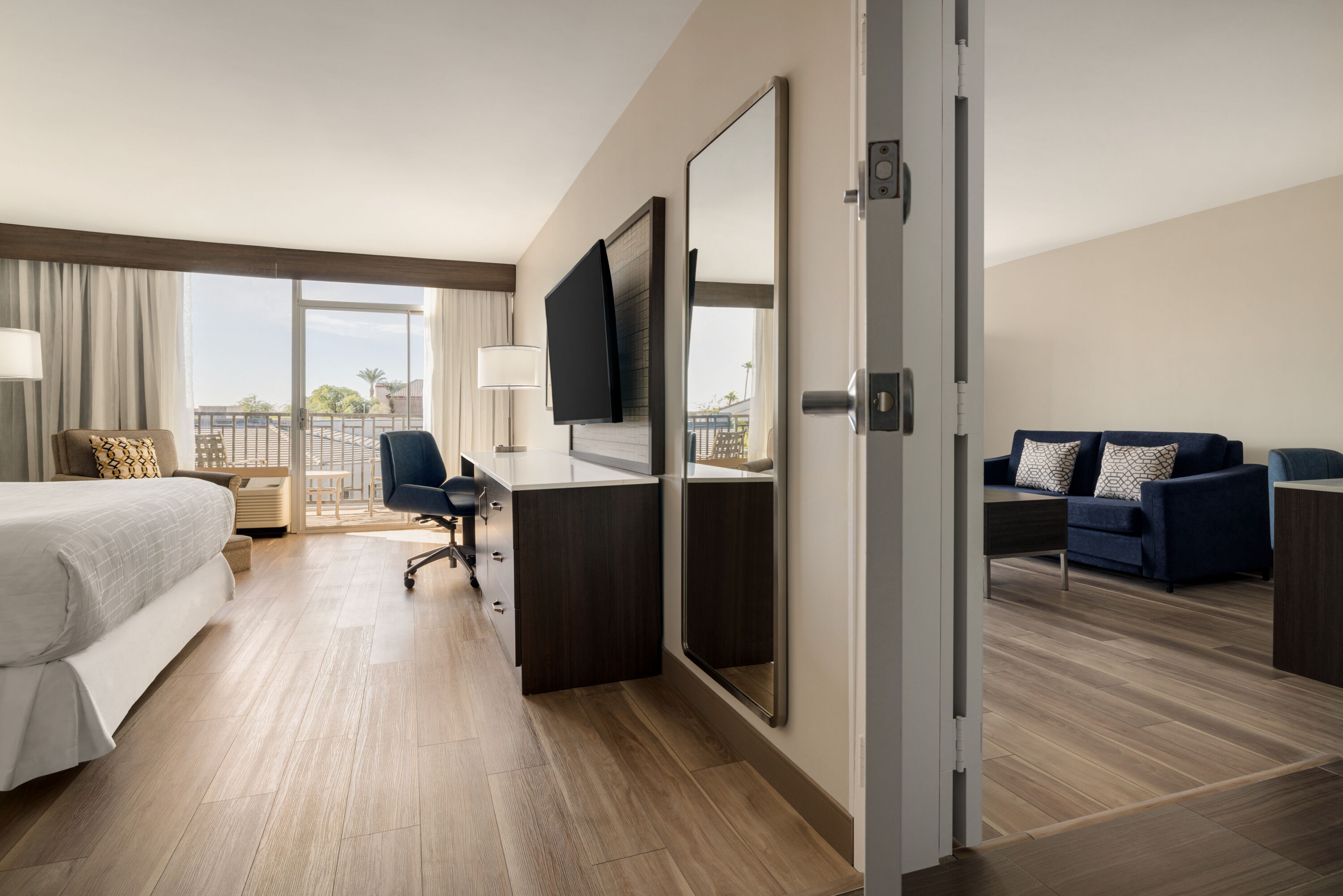 Guest room at the Wyndham Phoenix Airport/Tempe in Tempe, Arizona