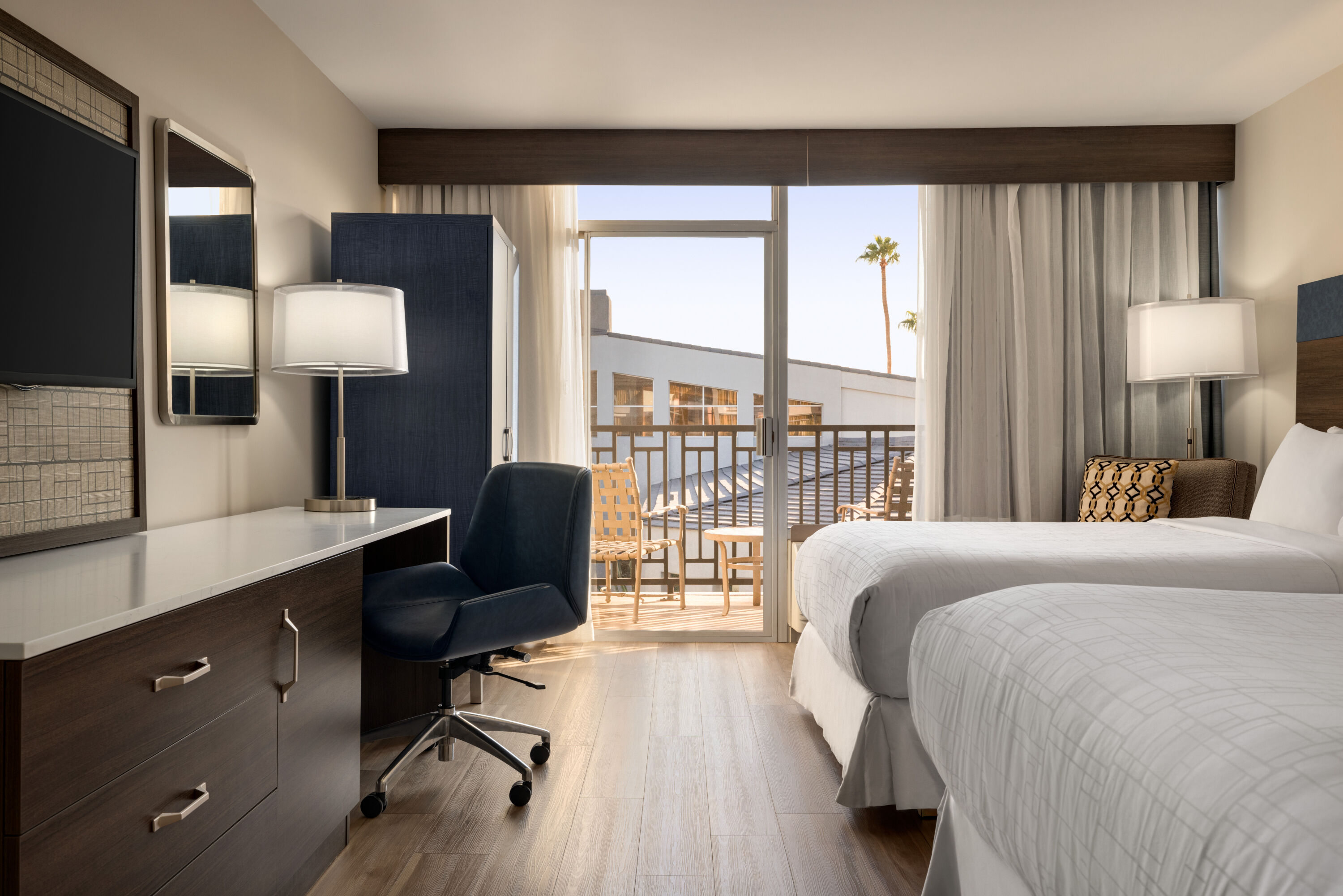 Guest room at the Wyndham Phoenix Airport/Tempe in Tempe, Arizona