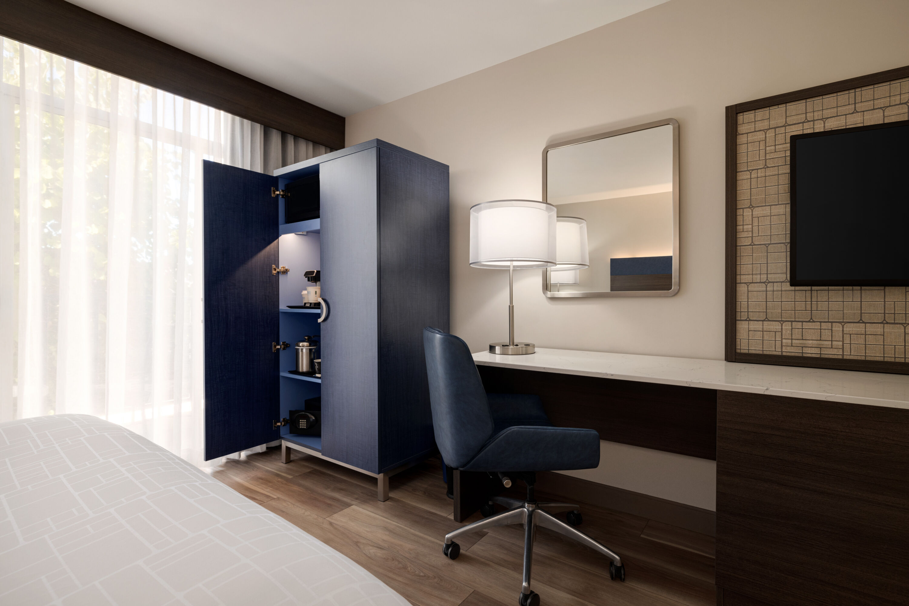 Guest room at the Wyndham Phoenix Airport/Tempe in Tempe, Arizona