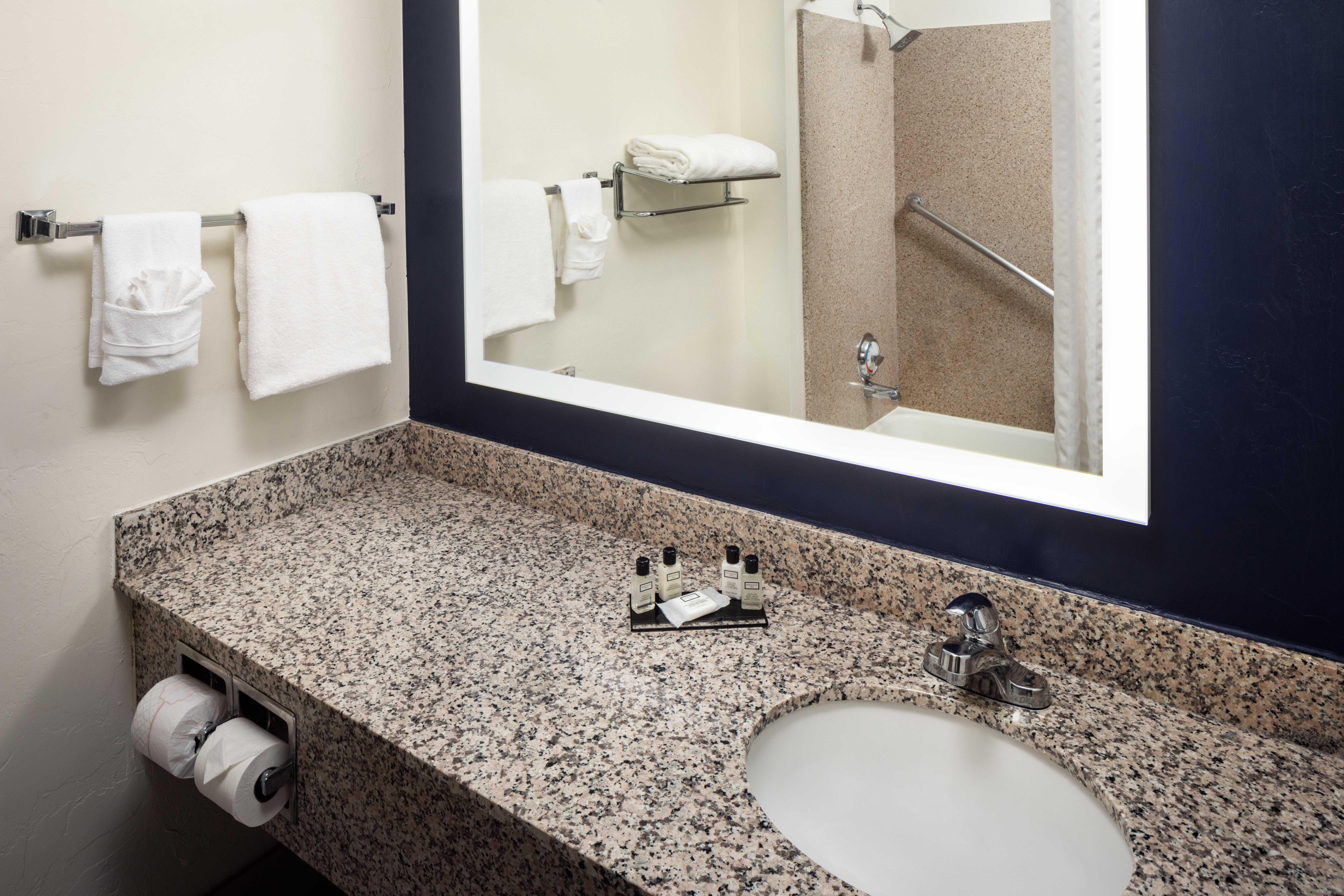 Guest room bath at the Wyndham Tucson Airport Hotel & Conference Center in Tucson, Arizona