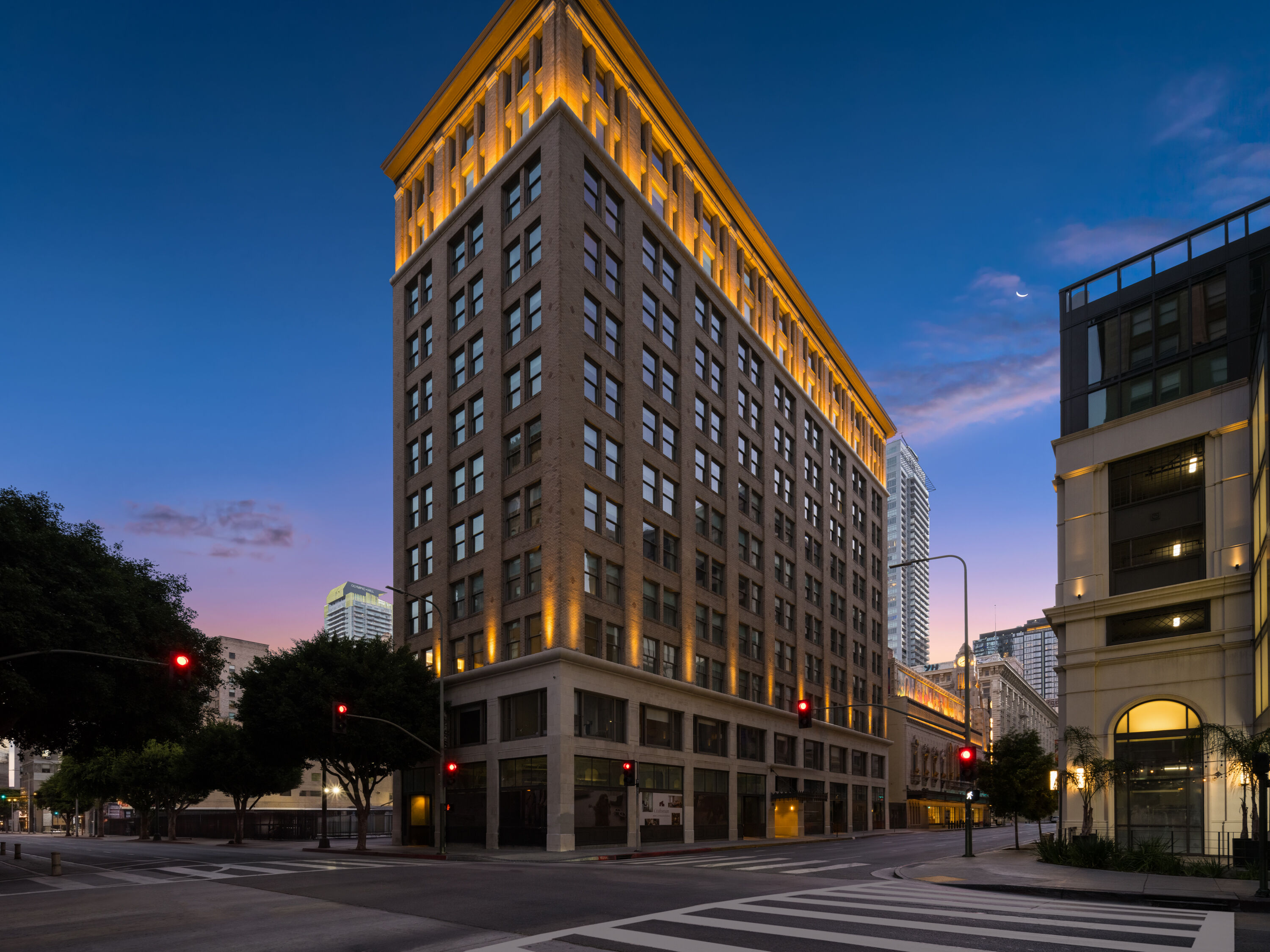 Exterior Dusk Image of Reside Craftsman Los Angeles, a Wyndham Residence hotel in Los Angeles, California