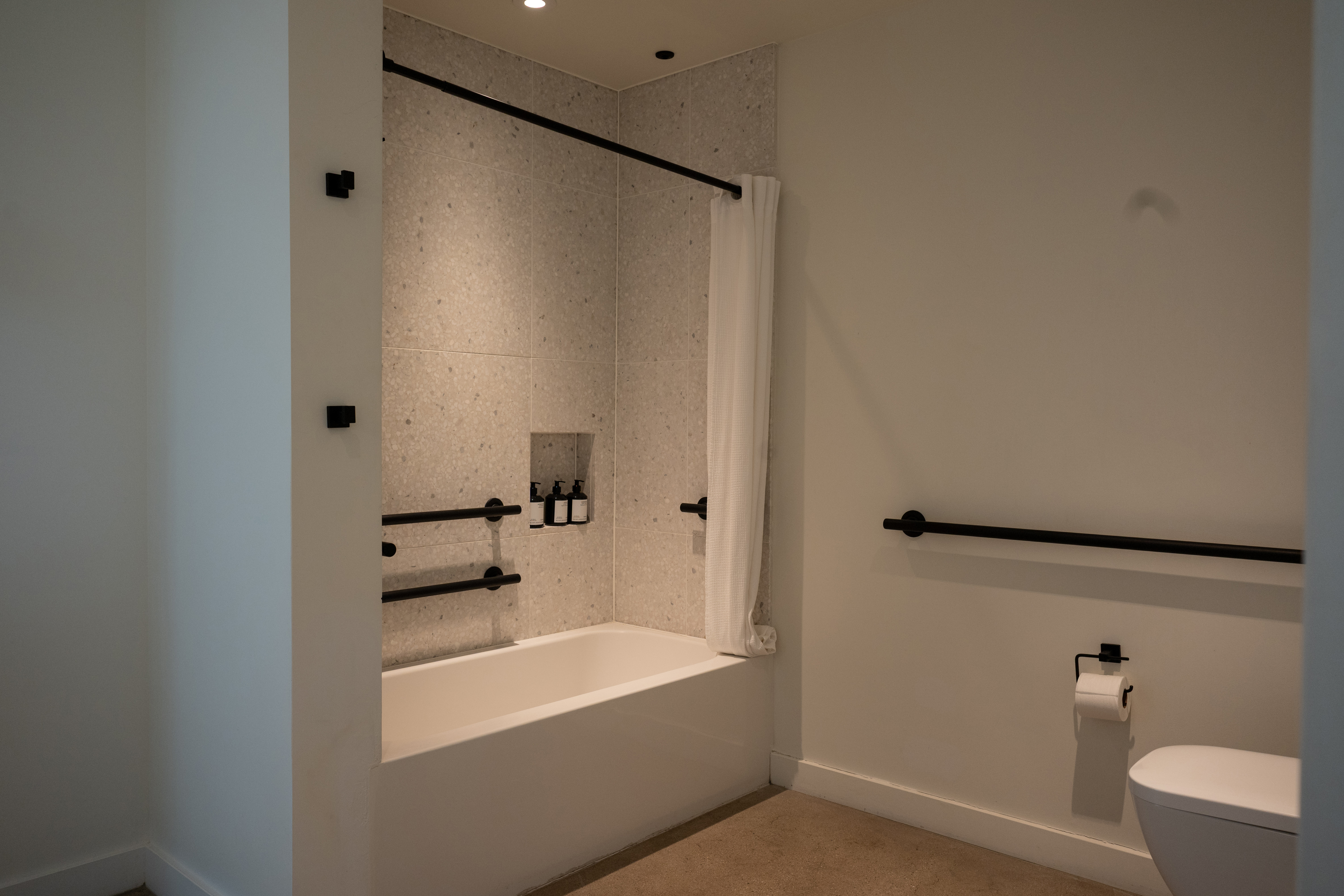 Guest room bath at the Reside Craftsman Los Angeles, a Wyndham Residence in Los Angeles, California