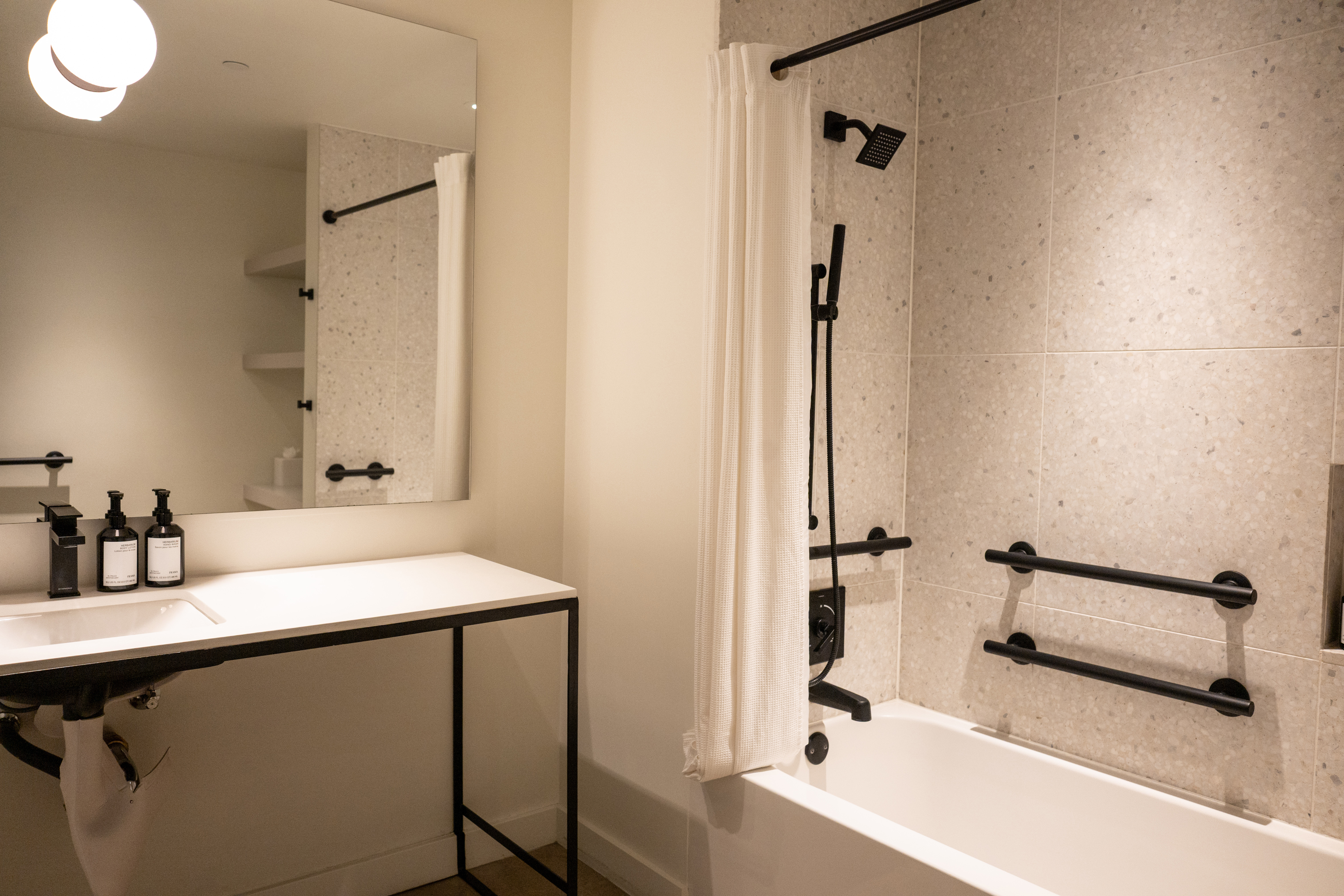 Guest room bath at the Reside Craftsman Los Angeles, a Wyndham Residence in Los Angeles, California