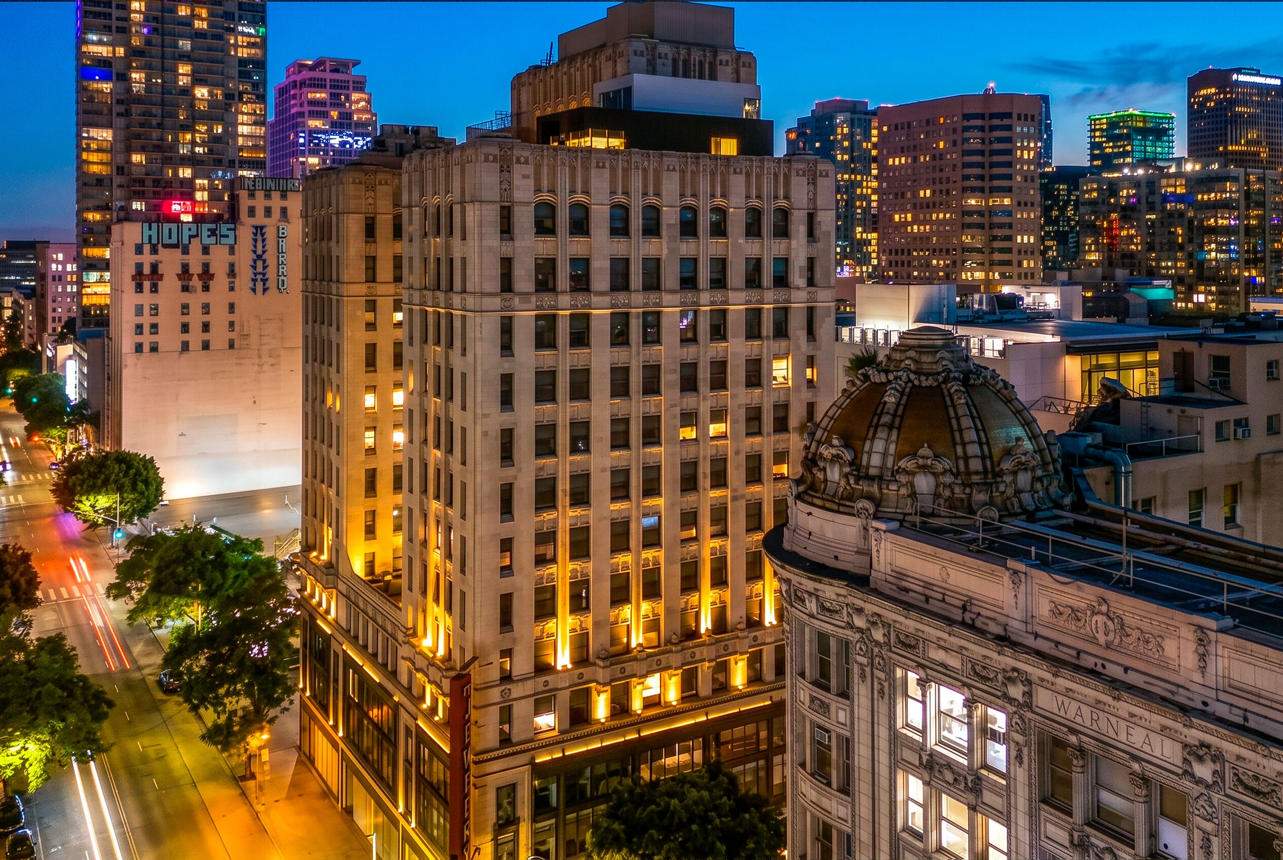 Exterior Dusk Image of The Winfield Lofts, a Wyndham Hotel hotel in Los Angeles, California