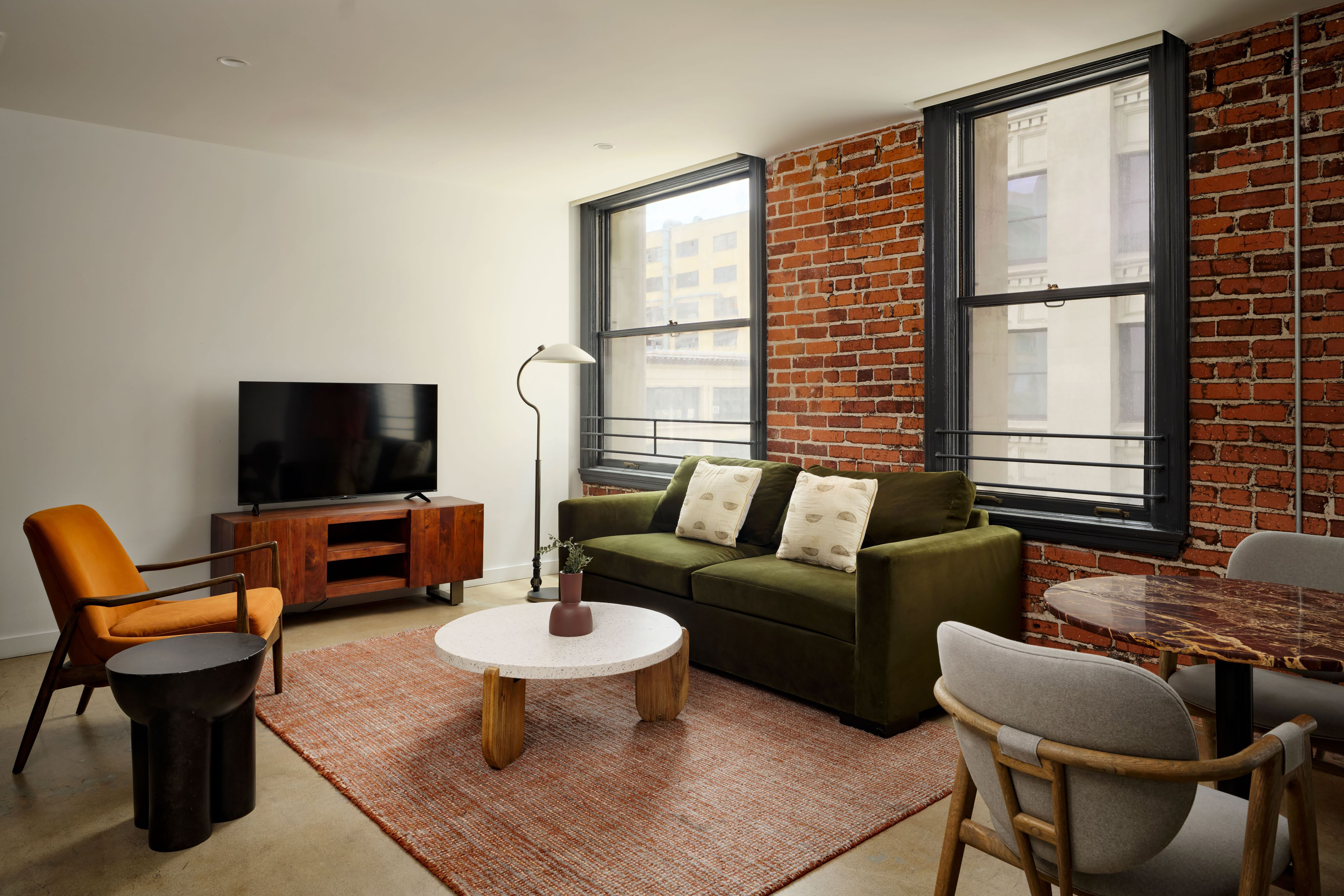 Guest room at the The Winfield Lofts, a Wyndham Hotel in Los Angeles, California