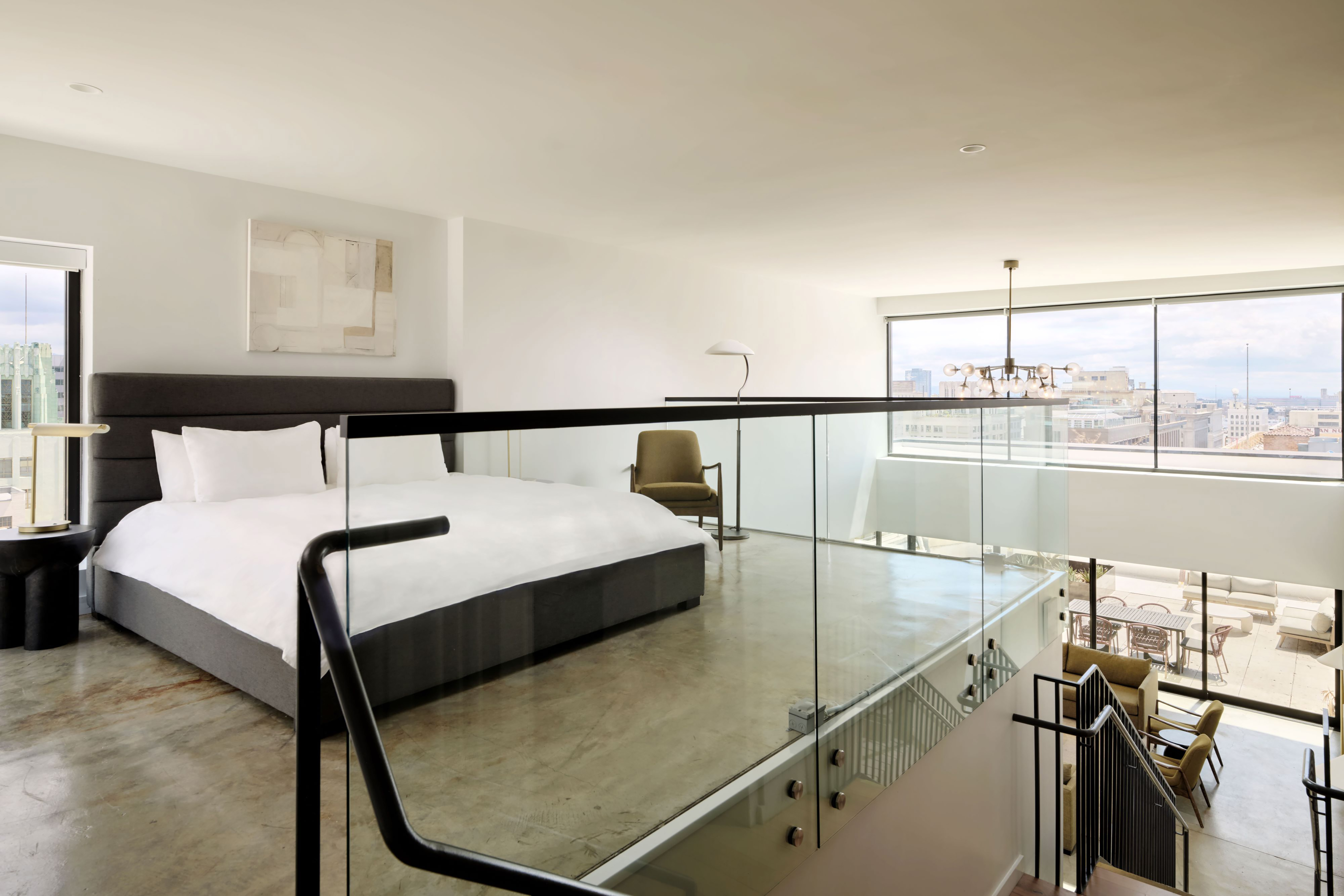 Guest room at the The Winfield Lofts, a Wyndham Hotel in Los Angeles, California