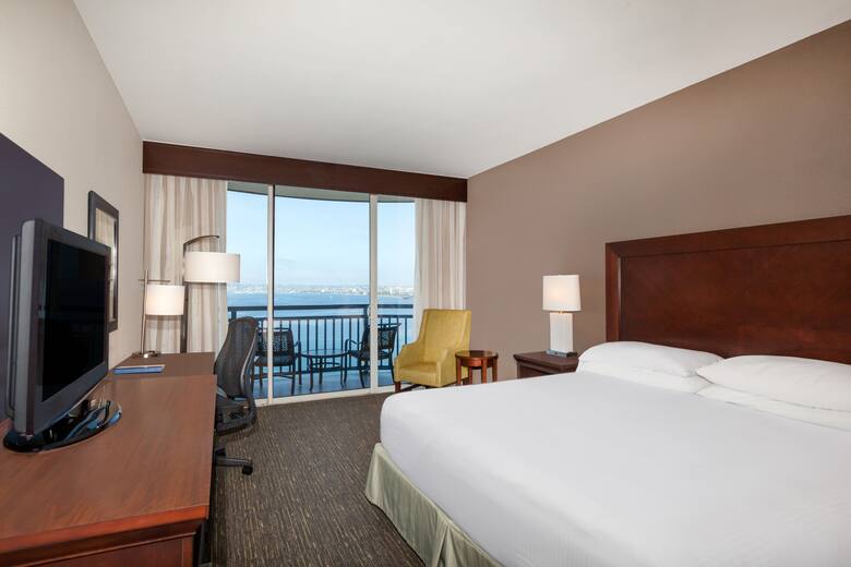 Guest room at the Wyndham San Diego Bayside in San Diego, California