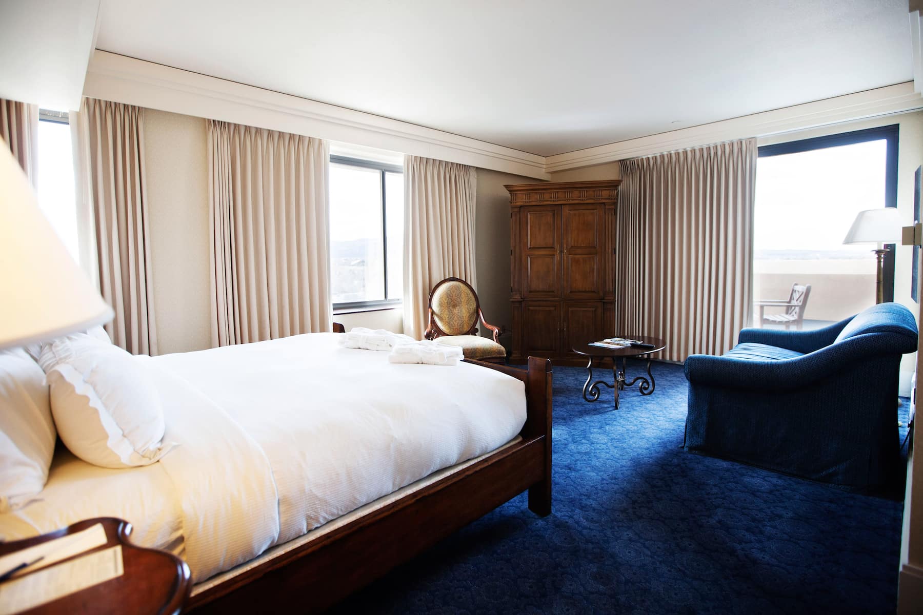 King bed guest room at the The Antlers, a Wyndham Hotel in Colorado Springs, Colorado