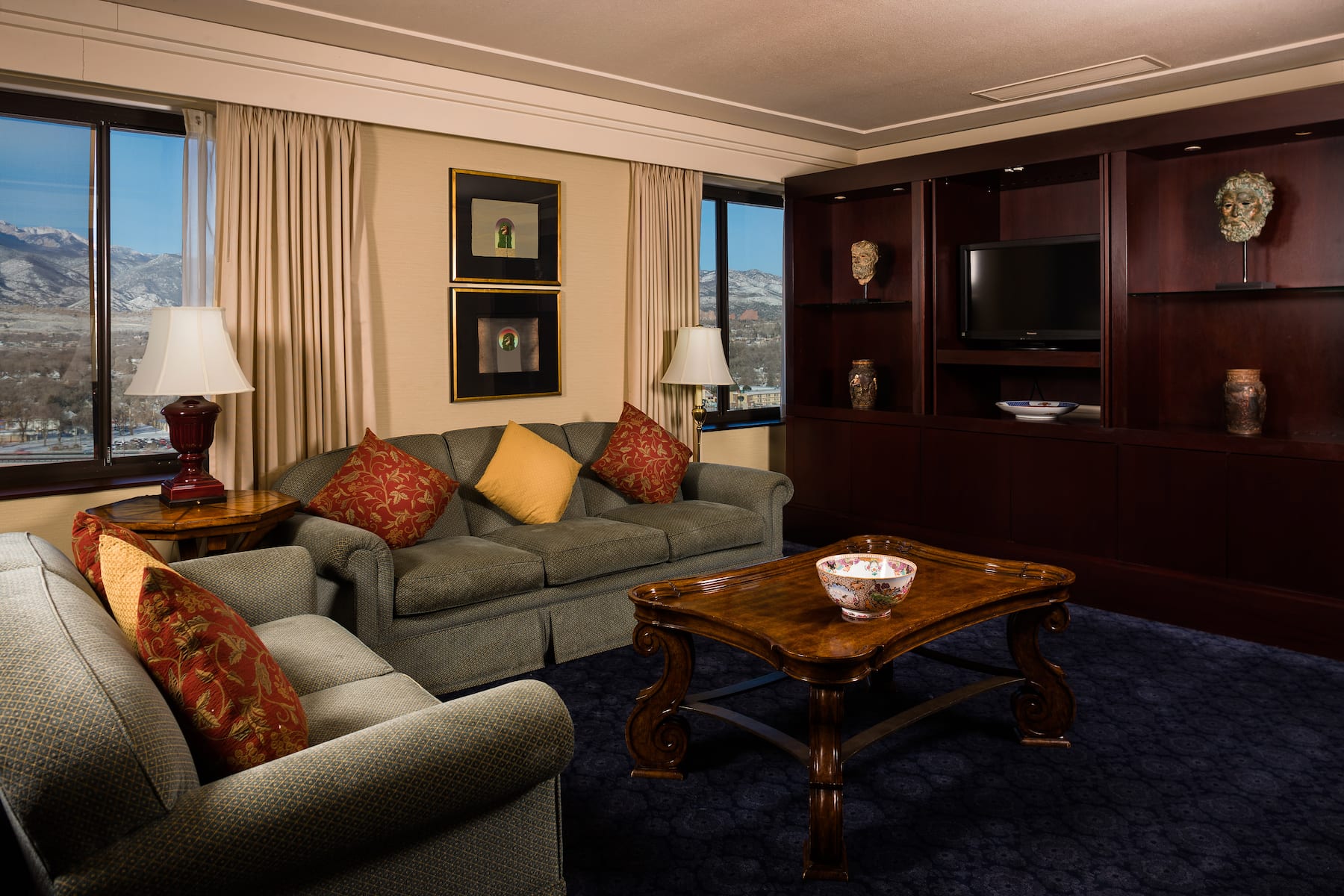 The Antlers, a Wyndham Hotel suite living room in Colorado Springs, Colorado