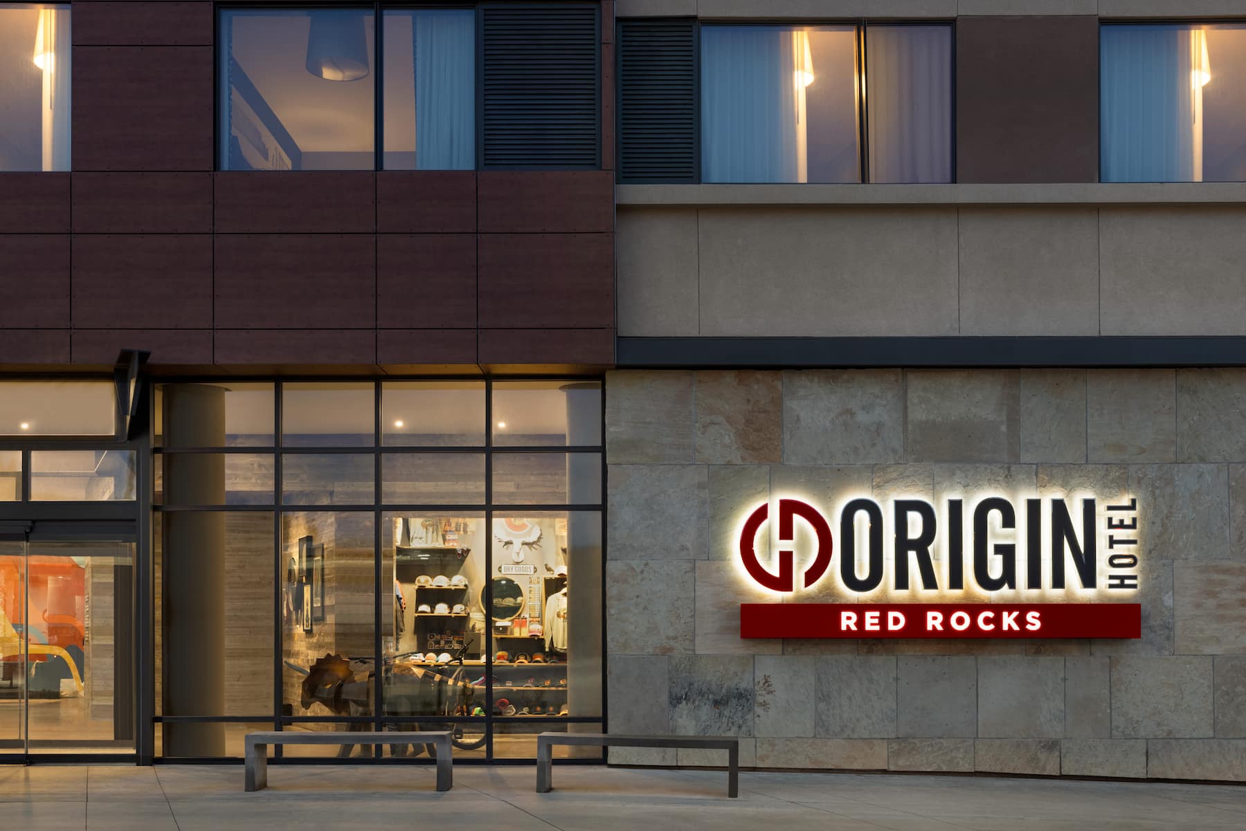 Exterior of Origin Red Rocks, a Wyndham Hotel hotel in Golden, Colorado