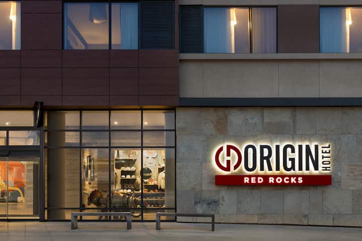 Exterior of Origin Red Rocks, a Wyndham Hotel hotel in Golden, Colorado