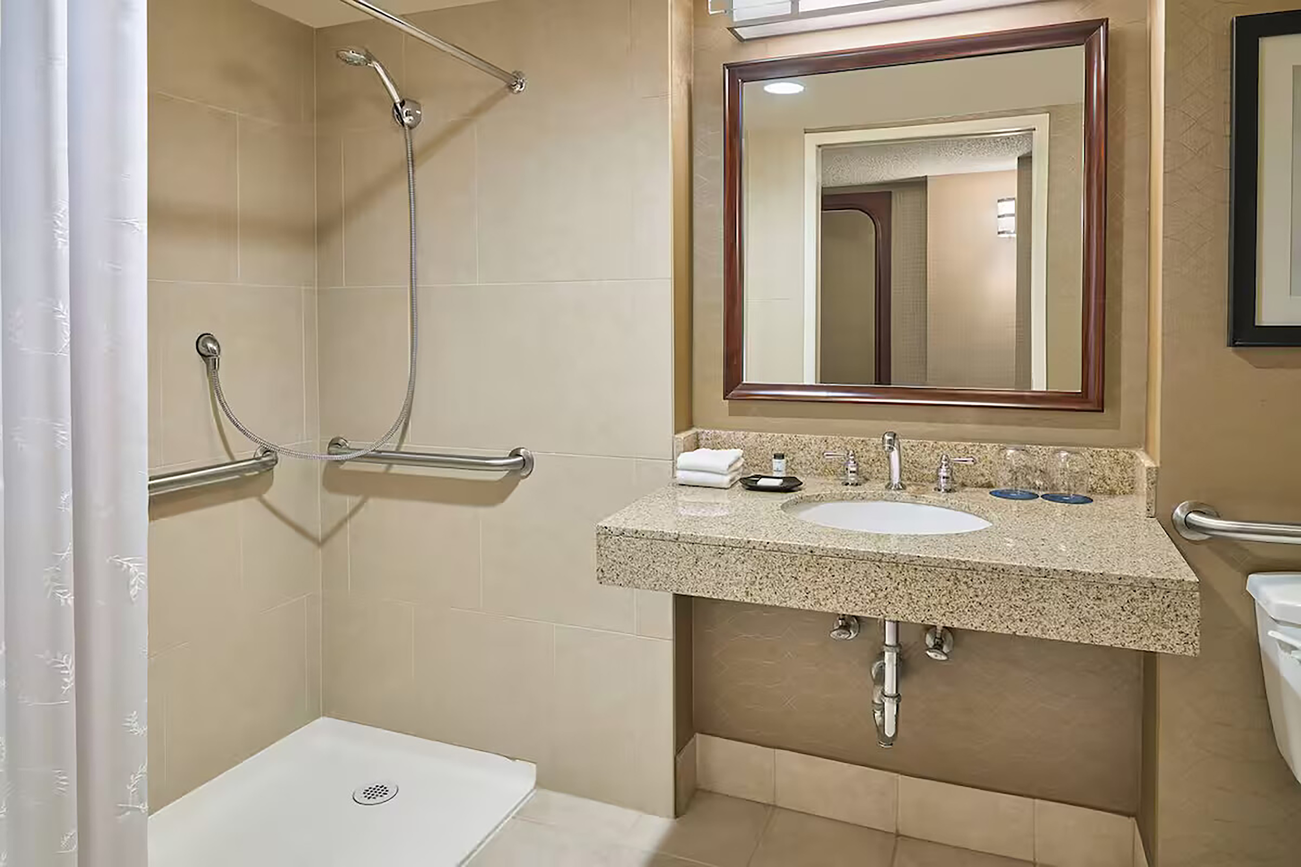Guest room bath at the Wyndham Denver Tech Center in Greenwood Village, Colorado