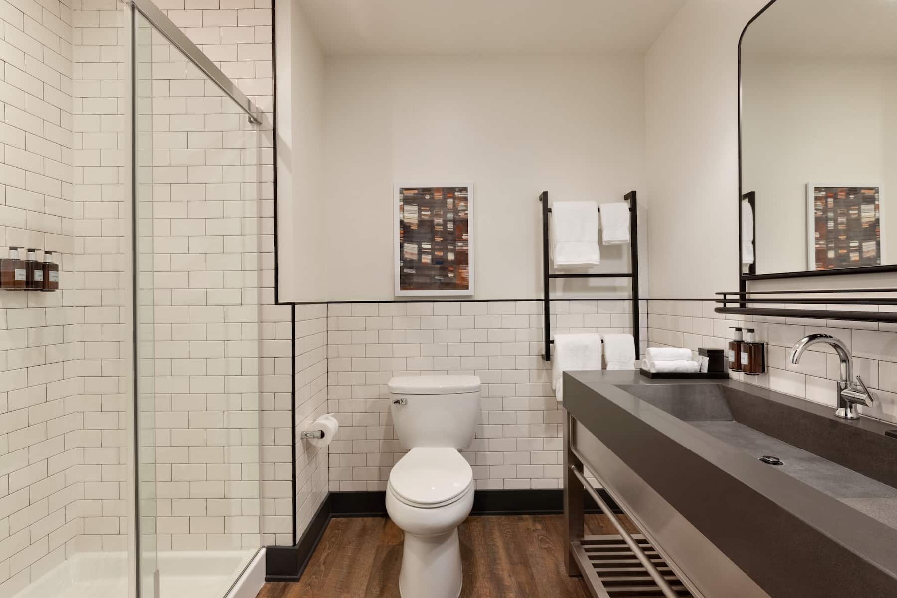 Guest room bath at the Origin Westminster, a Wyndham Hotel in Westminster, Colorado