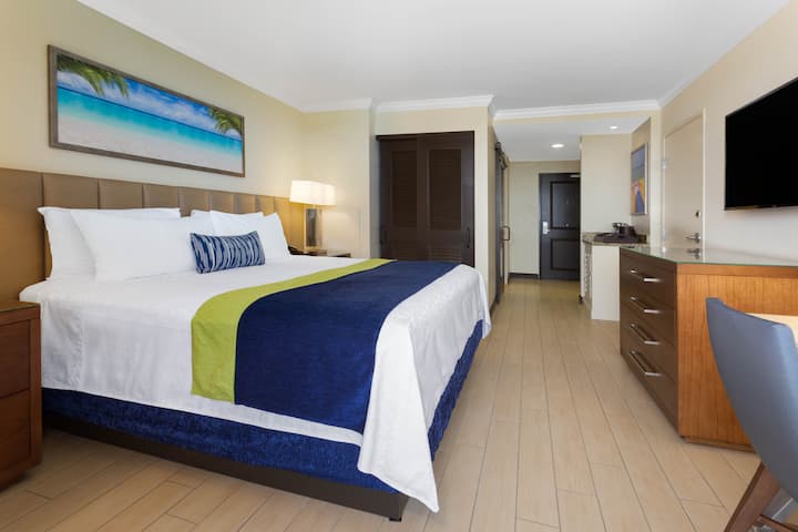 Guest room at the Wyndham Deerfield Beach Resort in Deerfield Beach, Florida