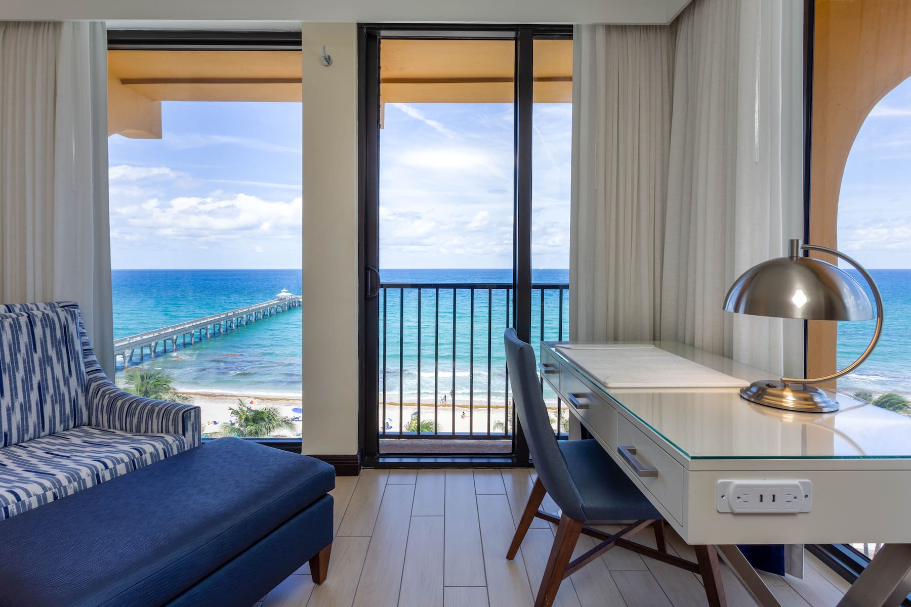 Guest room at the Wyndham Deerfield Beach Resort in Deerfield Beach, Florida