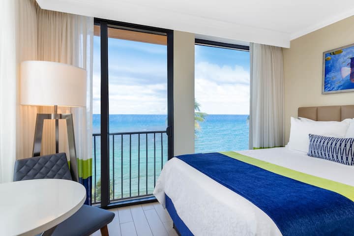 Guest room at the Wyndham Deerfield Beach Resort in Deerfield Beach, Florida