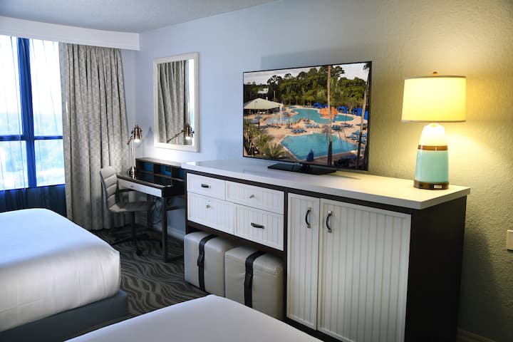 Guest room at the Wyndham Lake Buena Vista Disney Springs Area in Lake Buena Vista, Florida