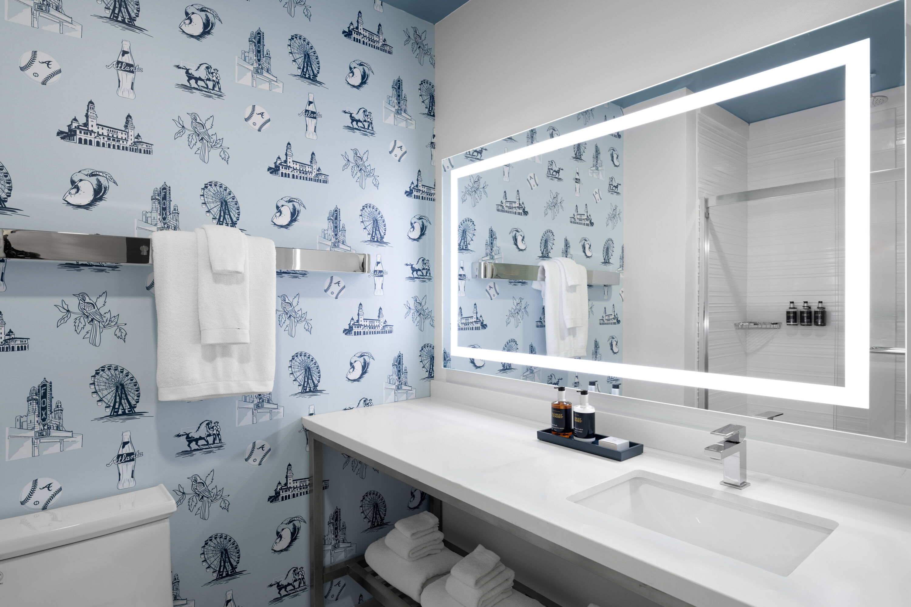 Guest room bath at the Origin Atlanta, a Wyndham Hotel in Atlanta, Georgia