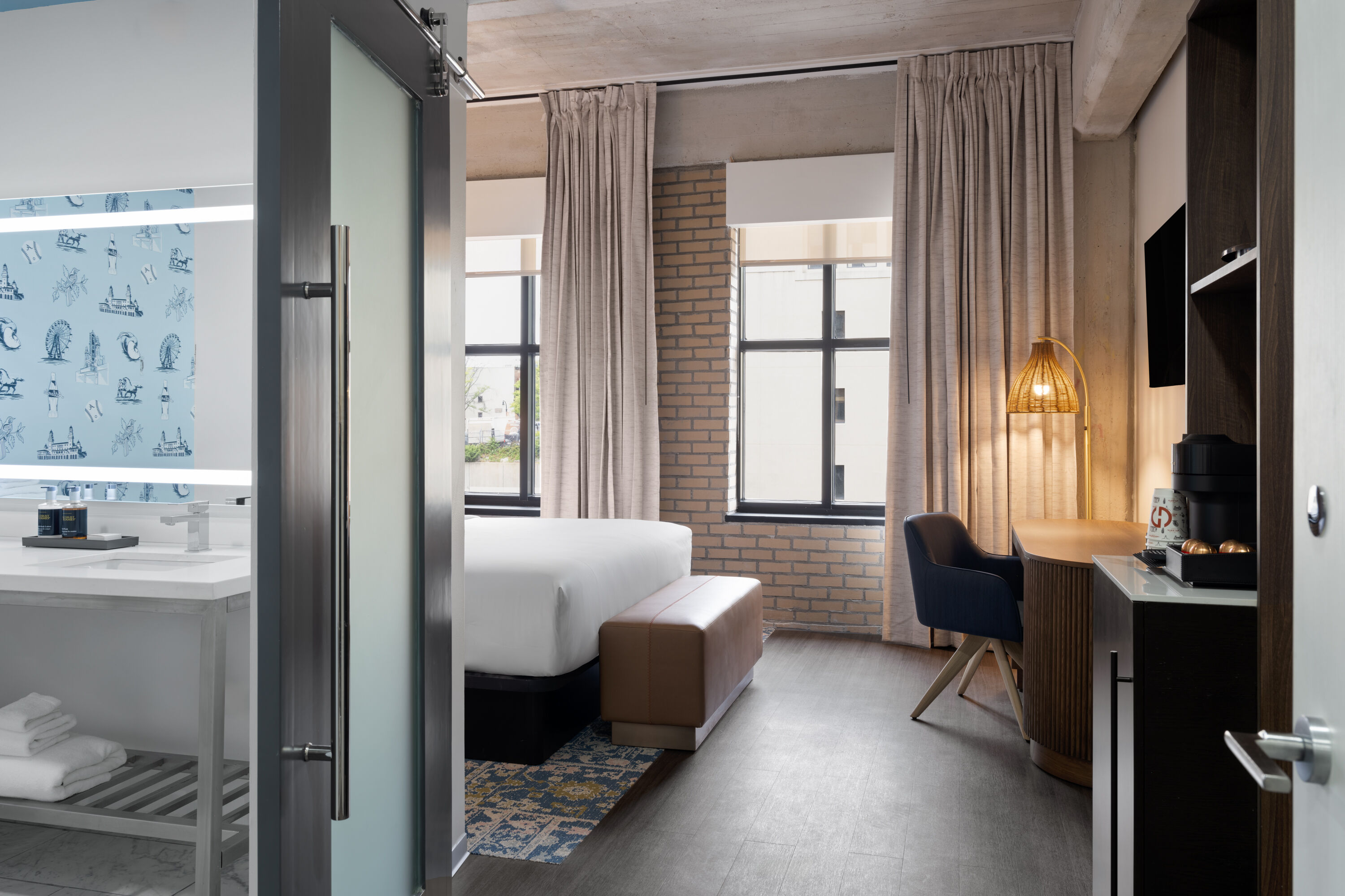 Guest room at the Origin Atlanta, a Wyndham Hotel in Atlanta, Georgia