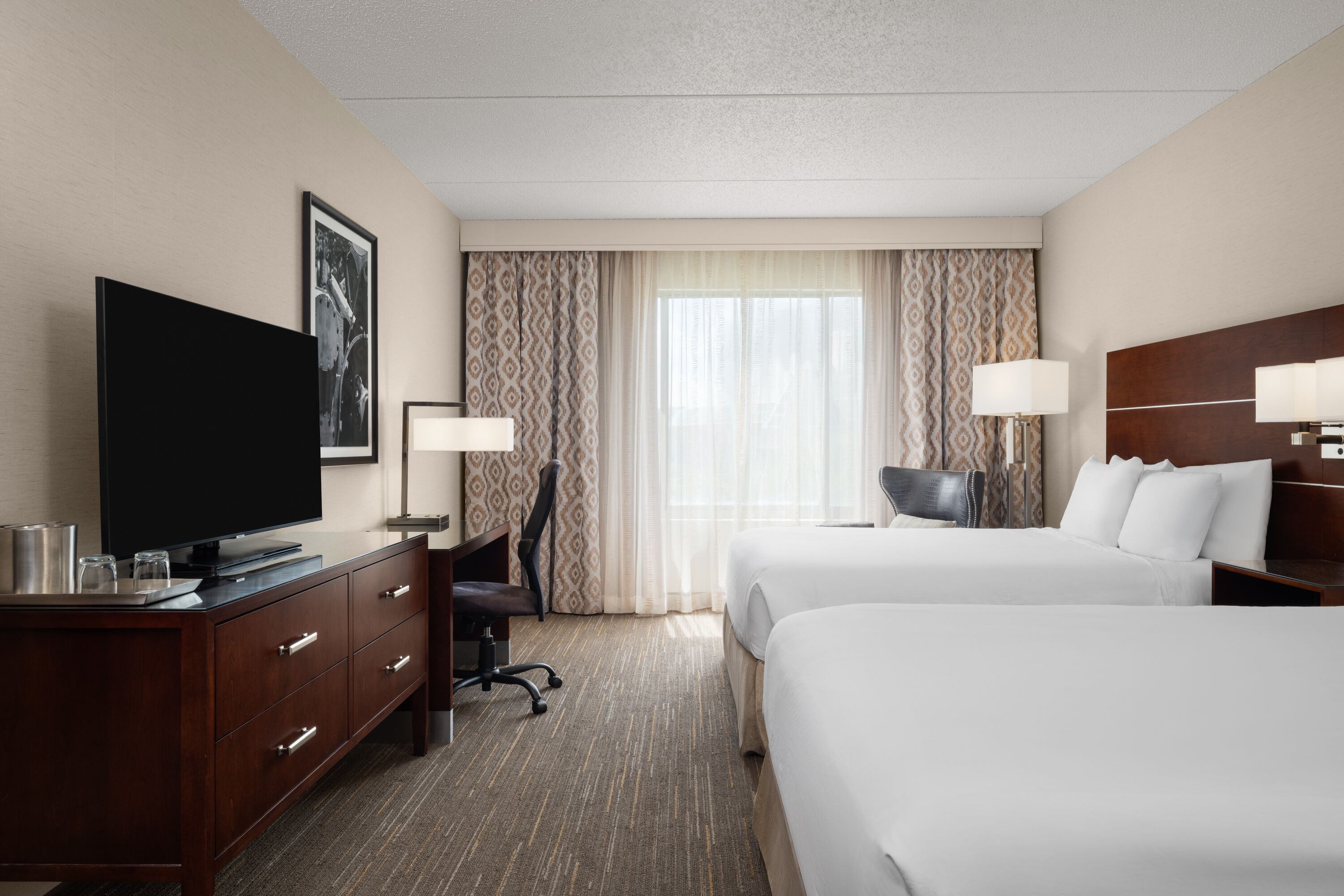 Guest room at the Wyndham Moline on John Deere Commons in Moline, Illinois