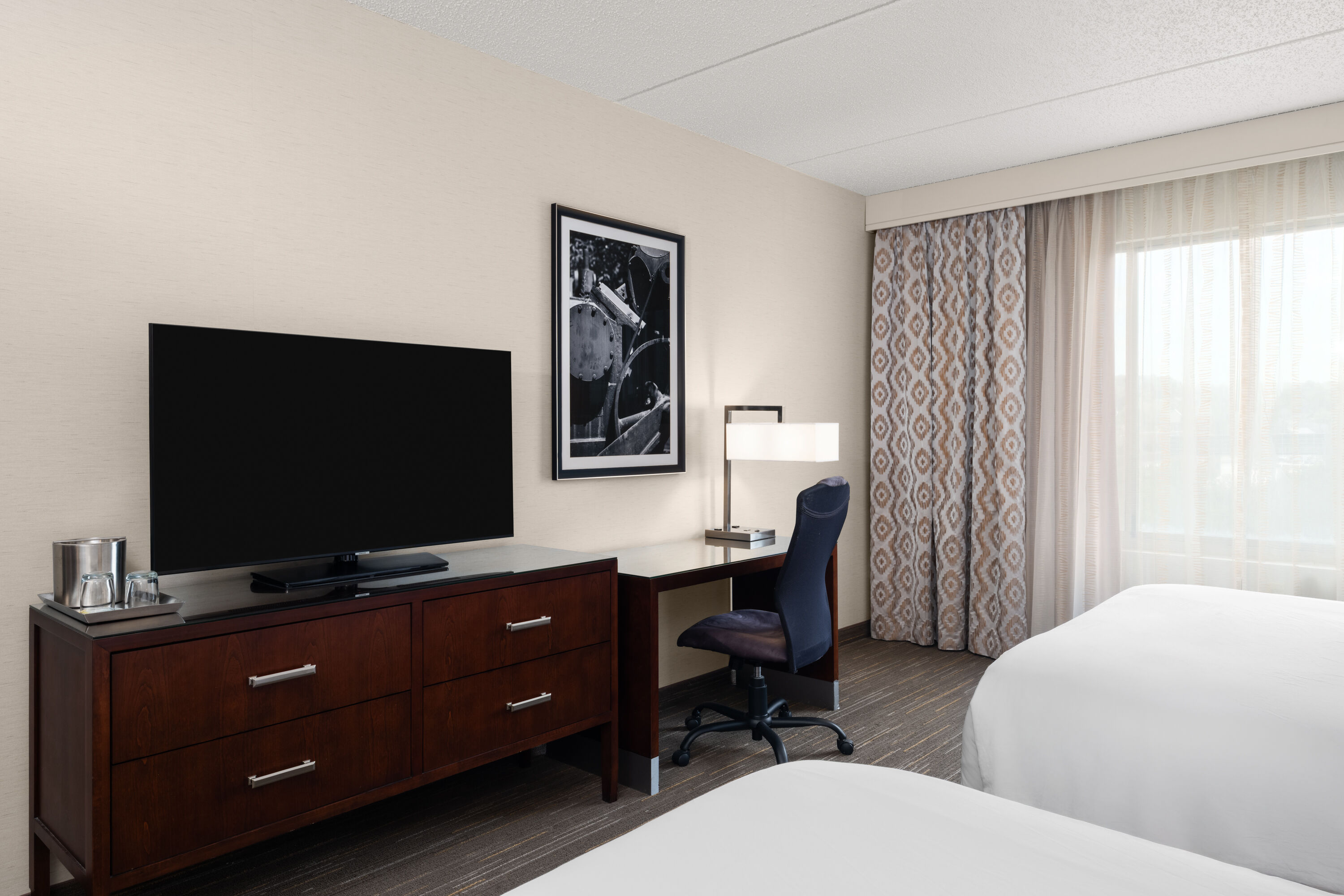Guest room at the Wyndham Moline on John Deere Commons in Moline, Illinois