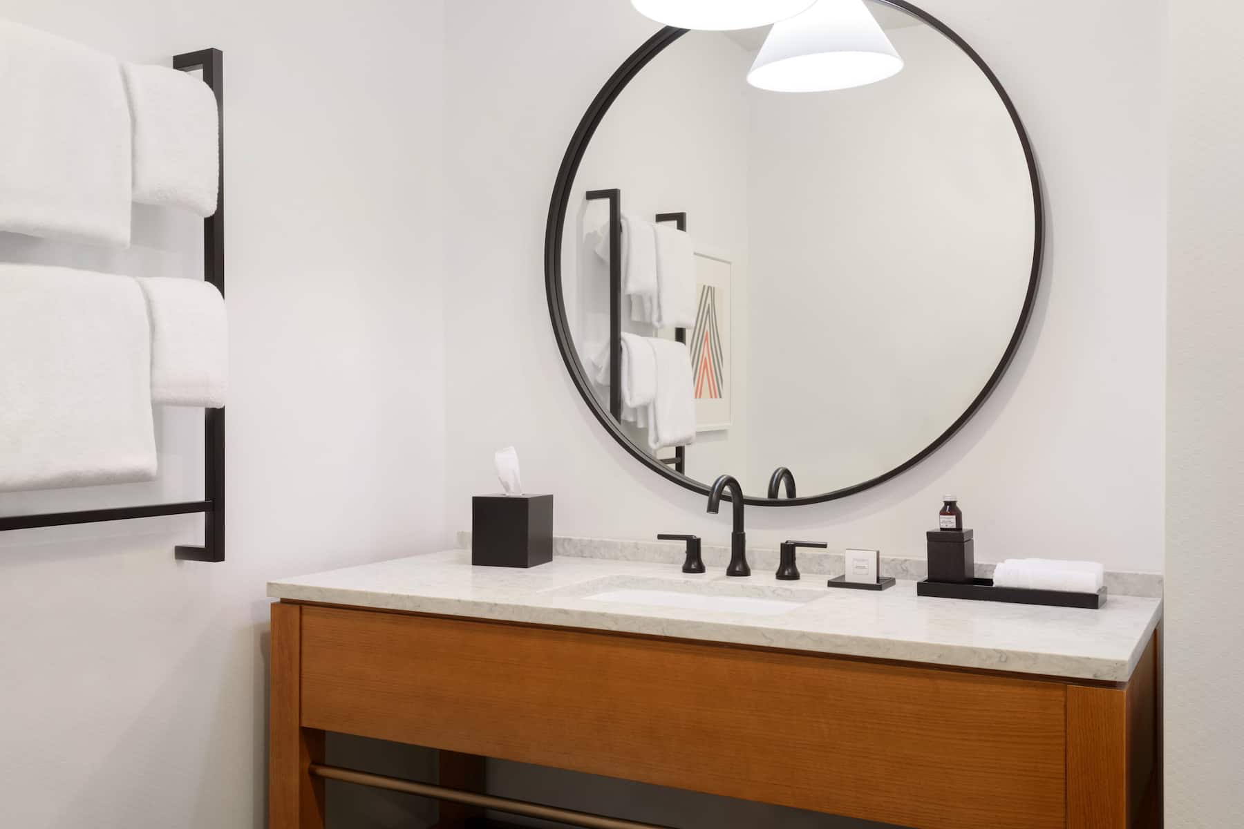 Guest room bath at the Origin Lexington, a Wyndham Hotel in Lexington, Kentucky