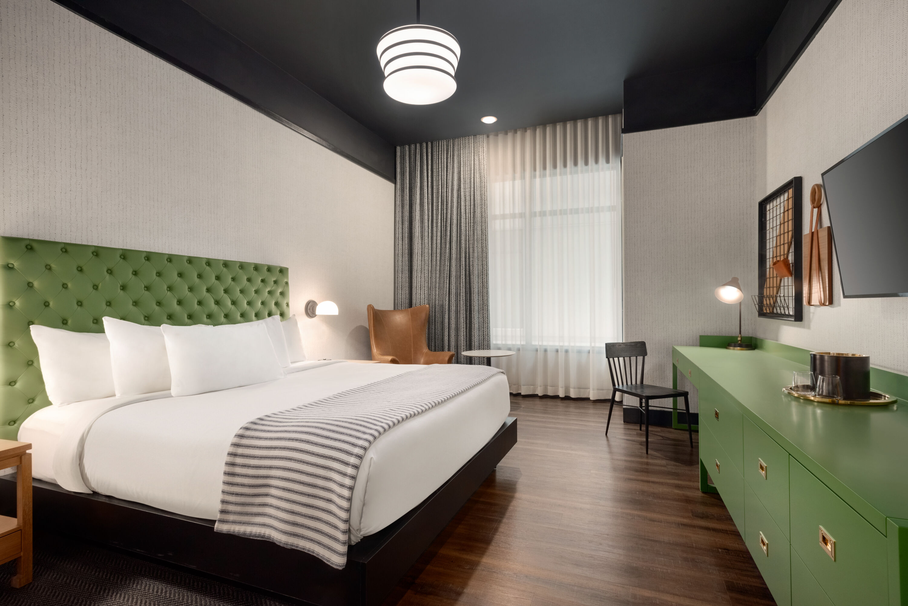 Guest room at the Origin Lexington, a Wyndham Hotel in Lexington, Kentucky