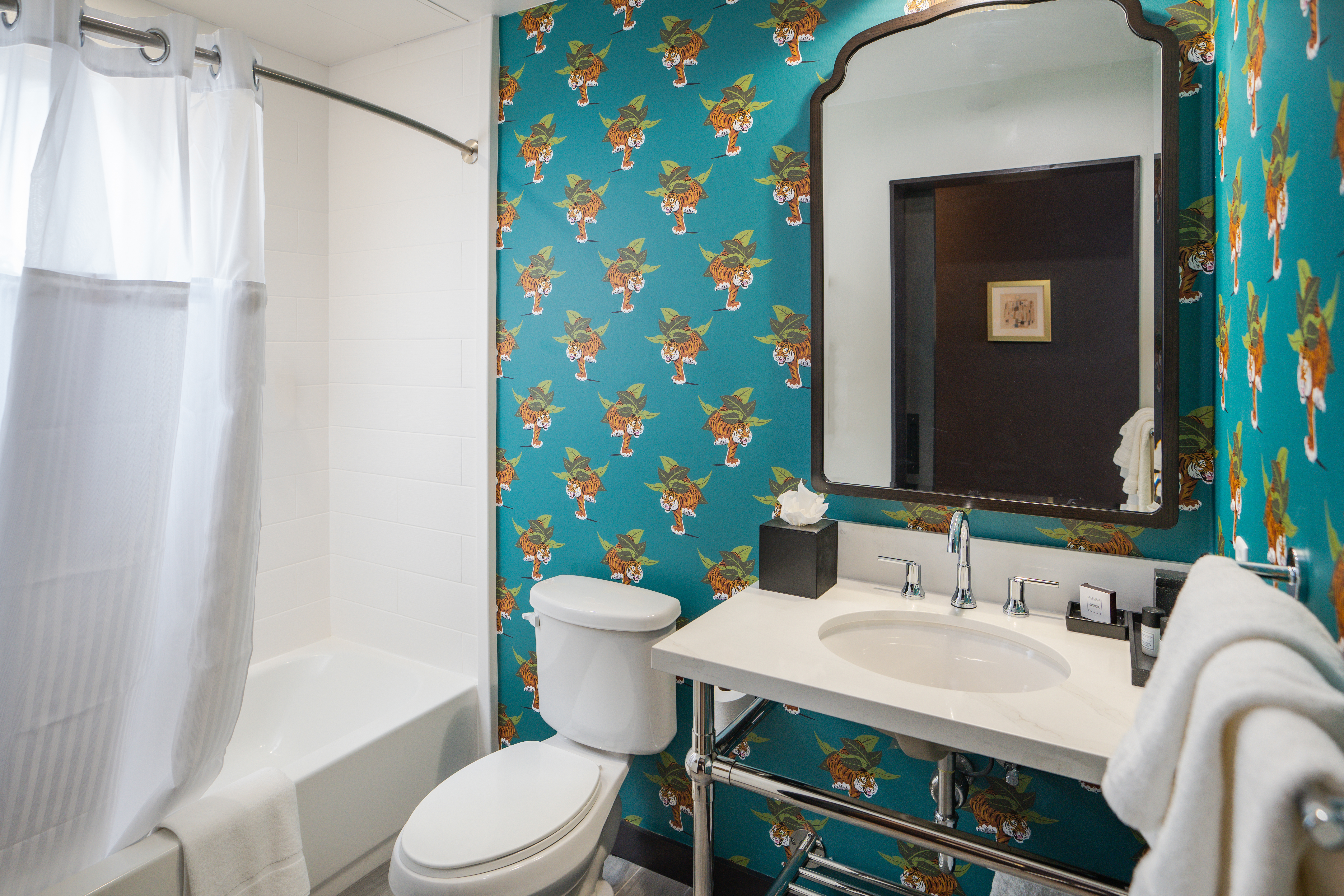 Guest room bath at the Origin Baton Rouge, a Wyndham Hotel in Baton Rouge, Louisiana