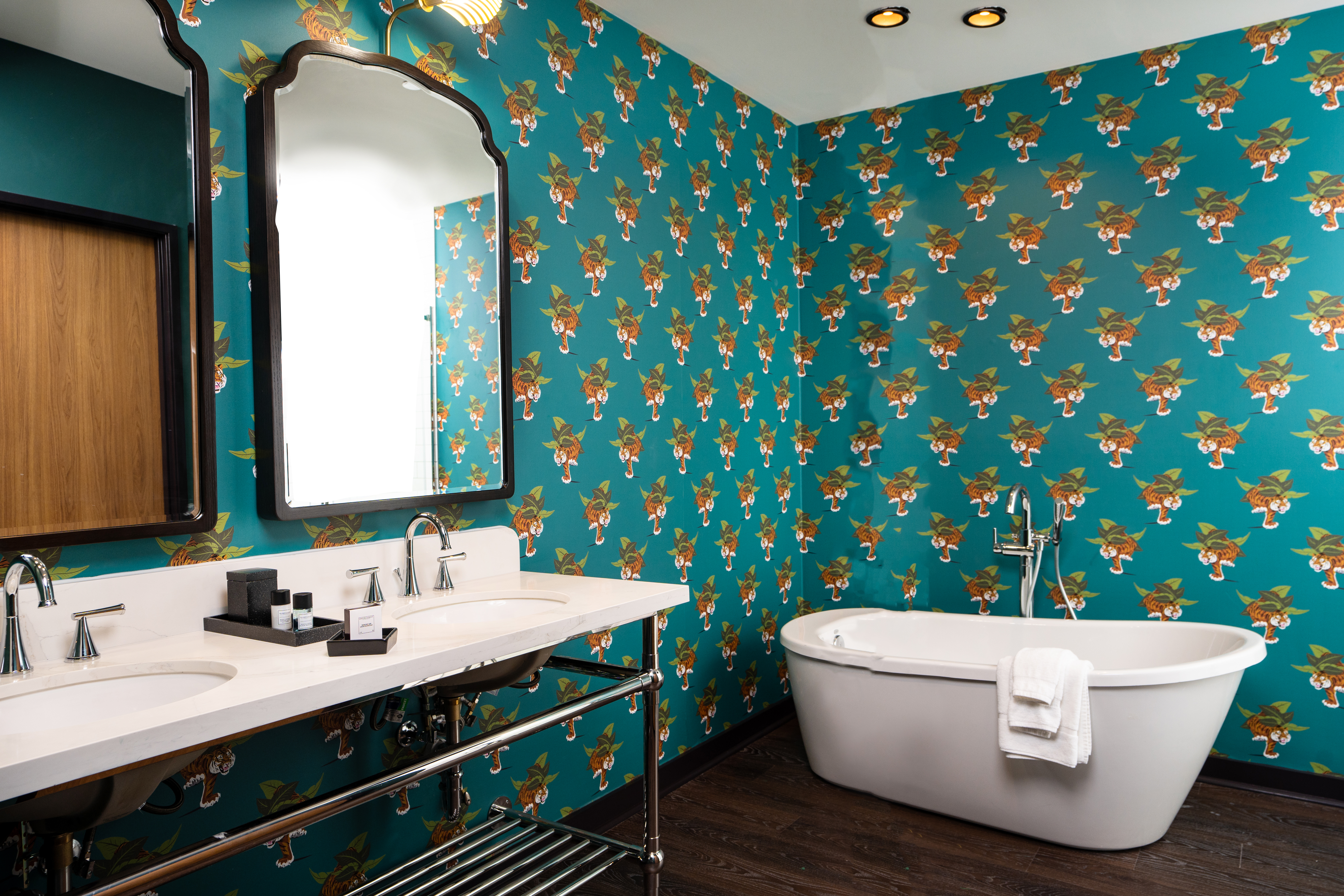 Guest room bath at the Origin Baton Rouge, a Wyndham Hotel in Baton Rouge, Louisiana