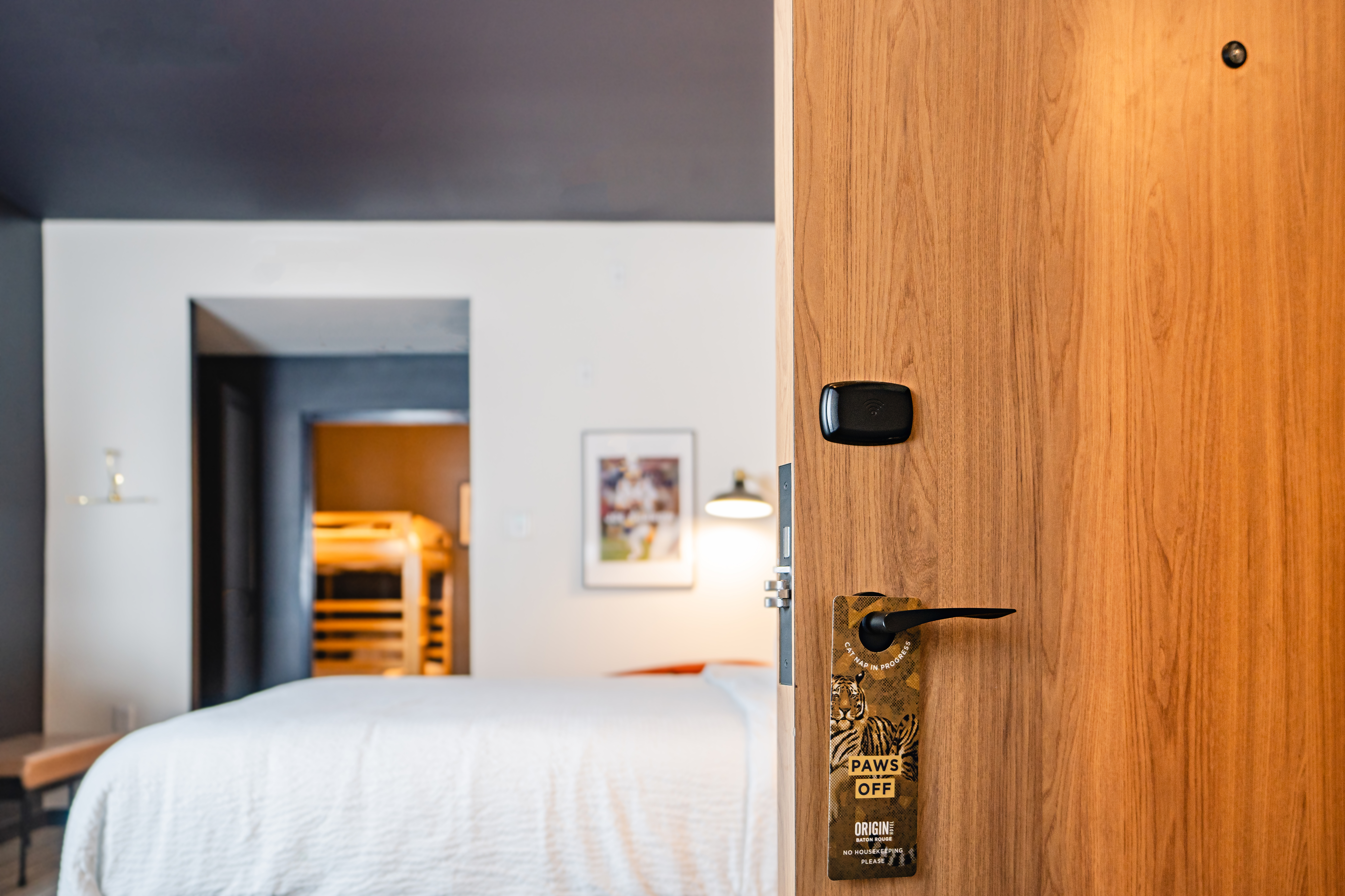 Guest room at the Origin Baton Rouge, a Wyndham Hotel in Baton Rouge, Louisiana