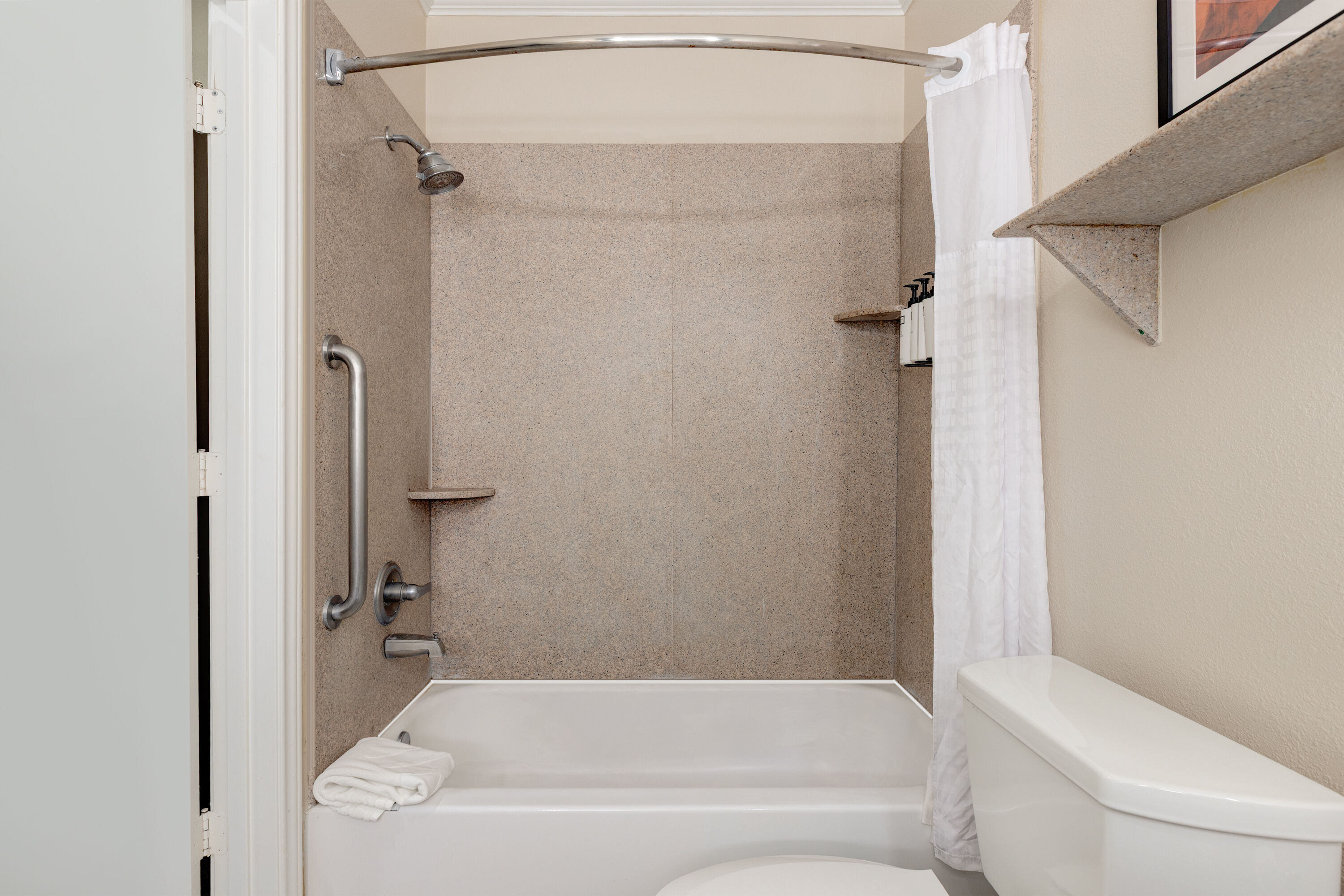 Guest room bath at the Wyndham Lake Charles in Lake Charles, Louisiana