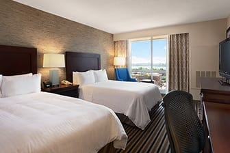 Guest room at the Wyndham Boston Beacon Hill in Boston, Massachusetts