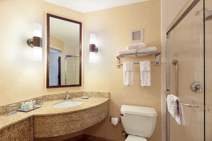 Guest room bath at the Wyndham Boston Beacon Hill in Boston, Massachusetts