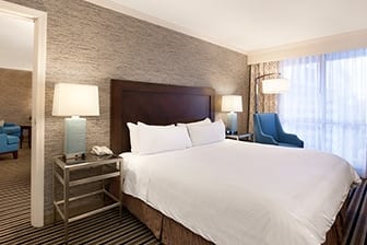 Guest room at the Wyndham Boston Beacon Hill in Boston, Massachusetts