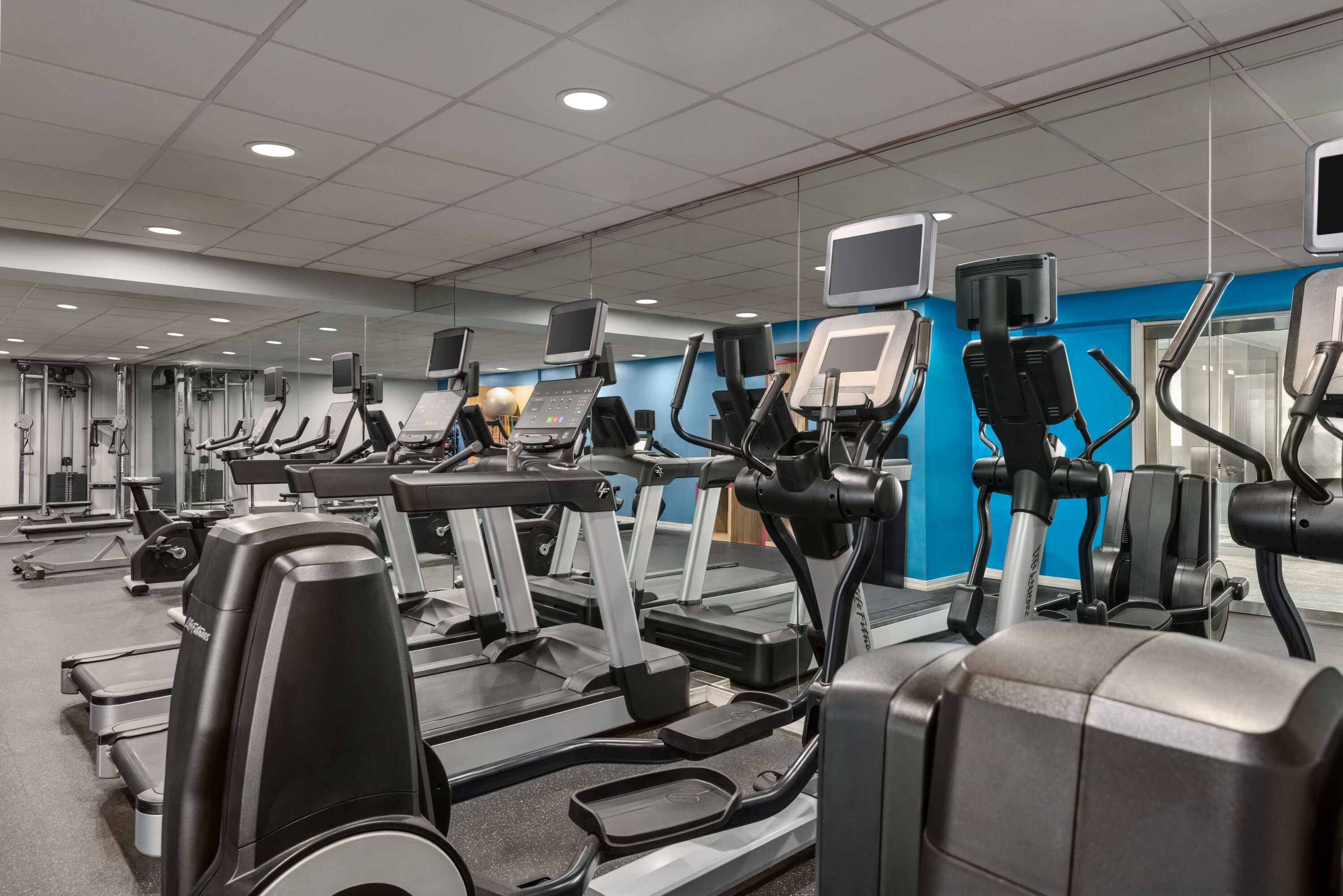 Fitness room at Fort Pontchartrain Detroit, a Wyndham Hotel in Detroit, Michigan