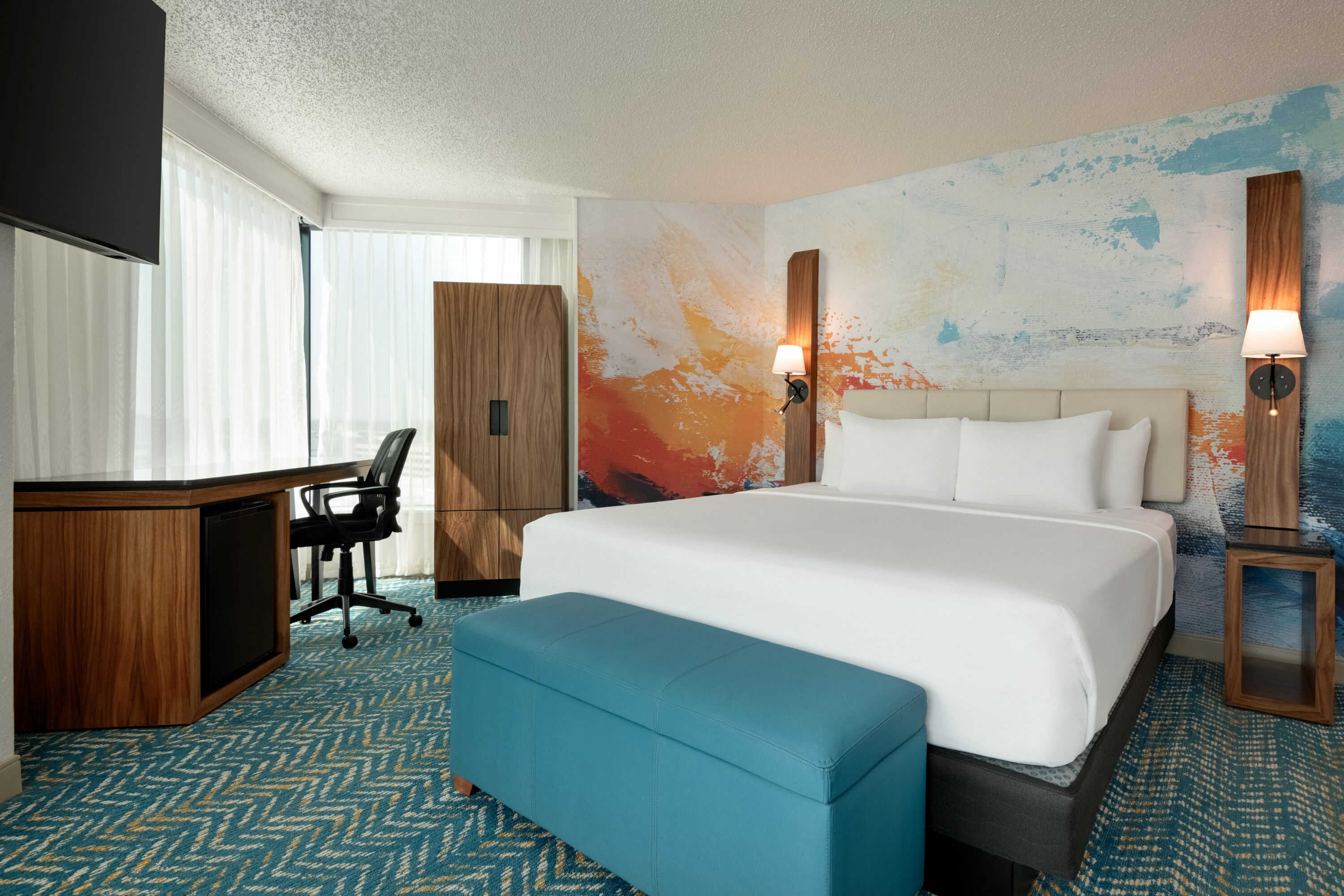 Guest room at the Fort Pontchartrain Detroit, a Wyndham Hotel in Detroit, Michigan