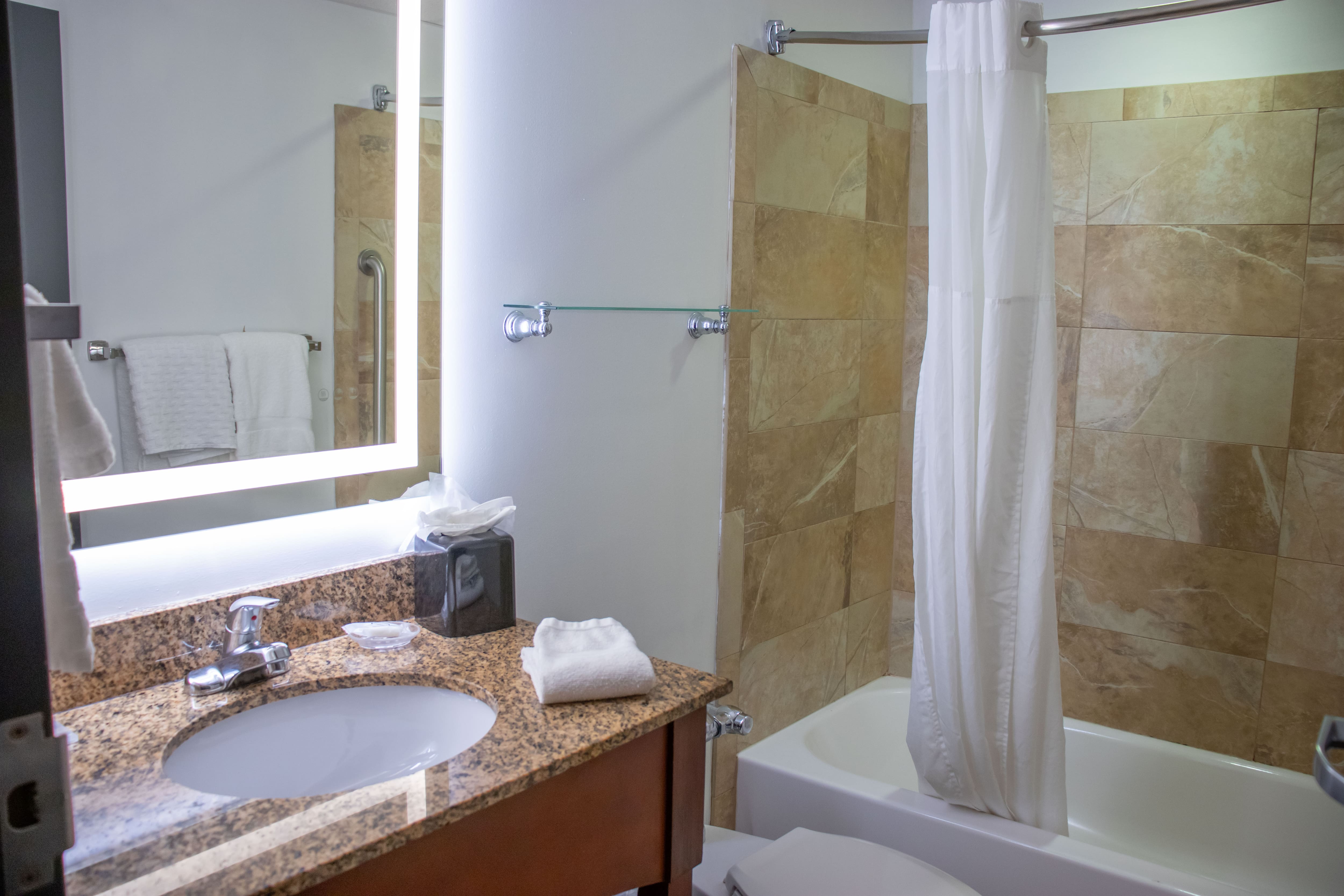 Guest room bath at the Wyndham Bloomington - Mall of America in Bloomington, Minnesota