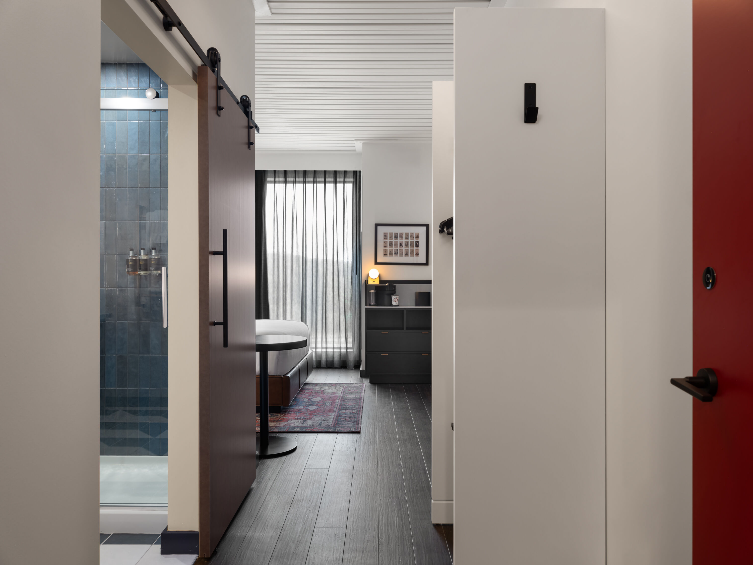 Guest room at the Origin Kansas City Riverfront, a Wyndham Hotel in Kansas City, Missouri