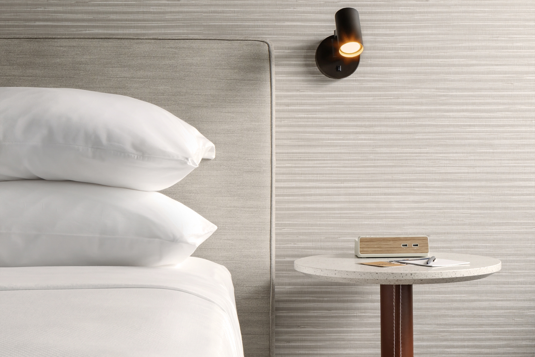 Guest room at the Hotel Tupelo, a Wyndham Hotel in Tupelo, Mississippi