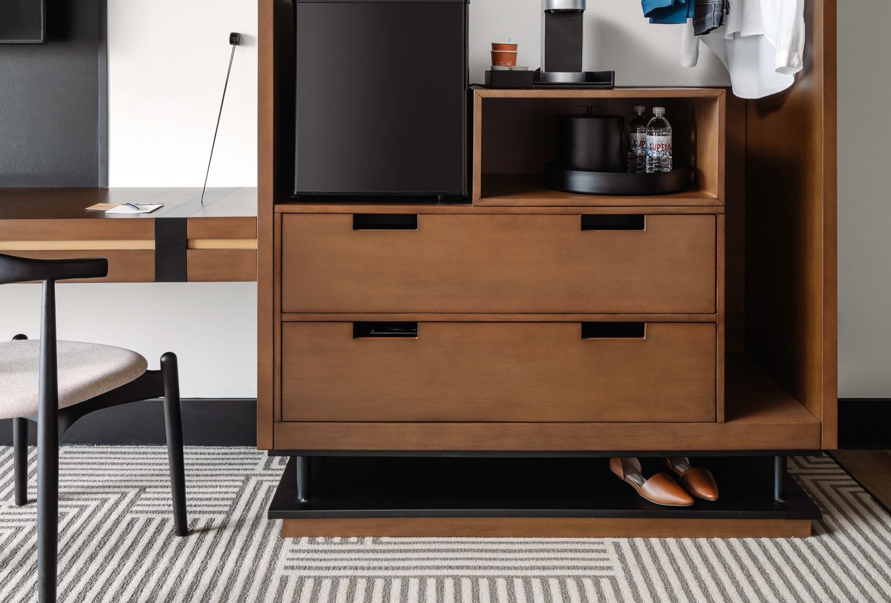 Guest room at the Hotel Tupelo, a Wyndham Hotel in Tupelo, Mississippi