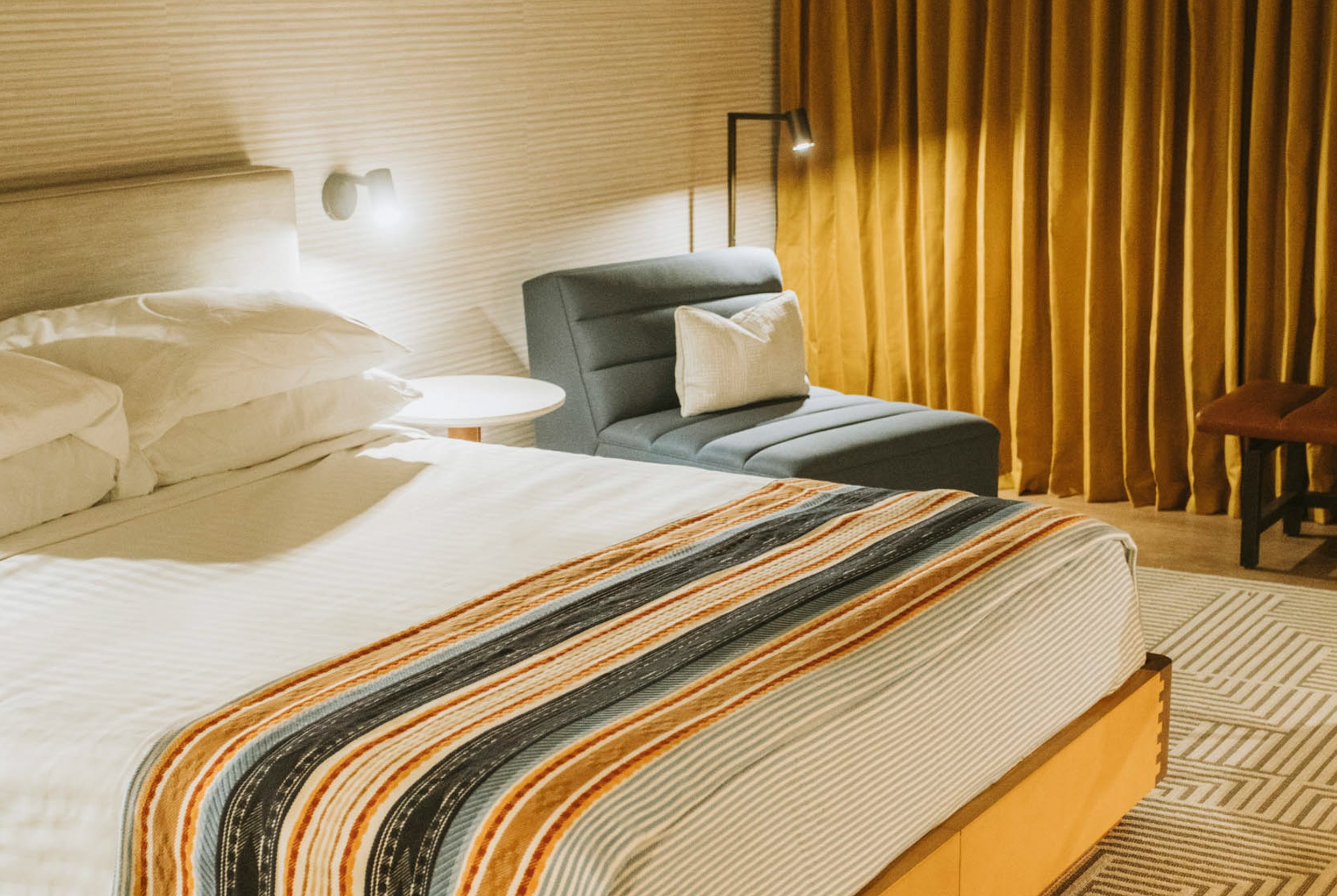 Guest room at the Hotel Tupelo, a Wyndham Hotel in Tupelo, Mississippi