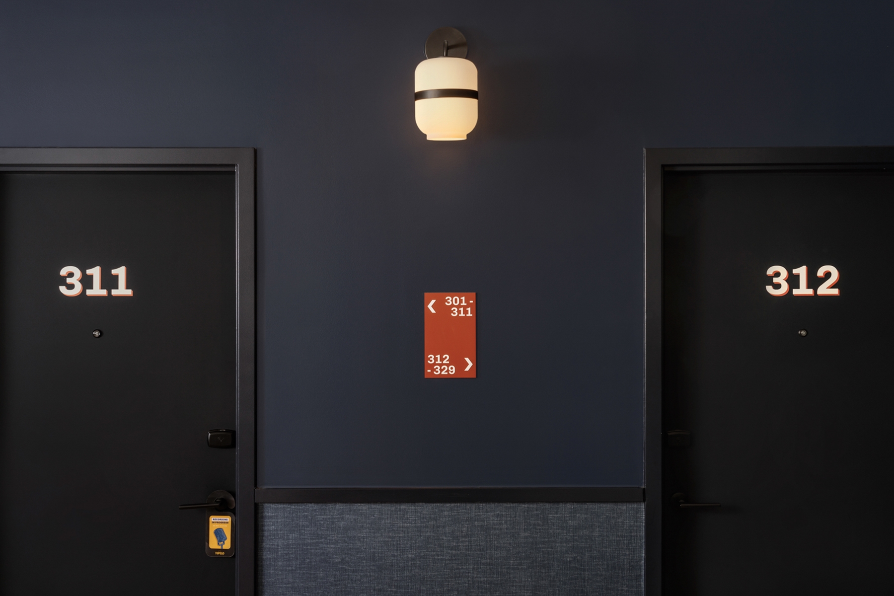 Guest room at the Hotel Tupelo, a Wyndham Hotel in Tupelo, Mississippi