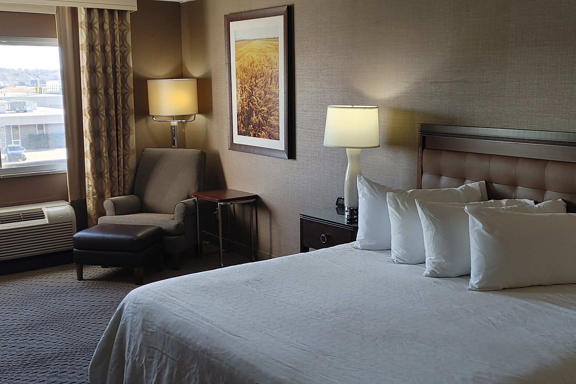 Guest room at the Wyndham Omaha/West Dodge in Omaha, Nebraska