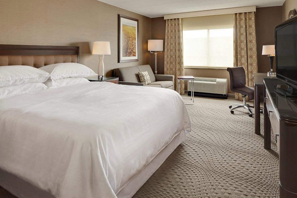 Guest room at the Wyndham Omaha/West Dodge in Omaha, Nebraska