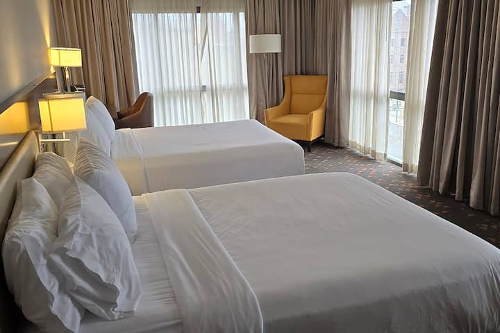 Guest room at the Wyndham Rochester Downtown in Rochester, New York