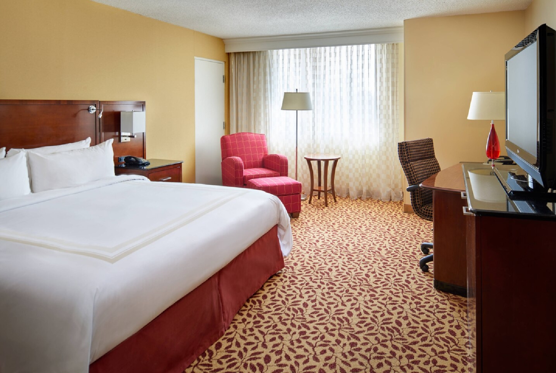 Guest room at the Wyndham Cleveland Airport in Cleveland, Ohio