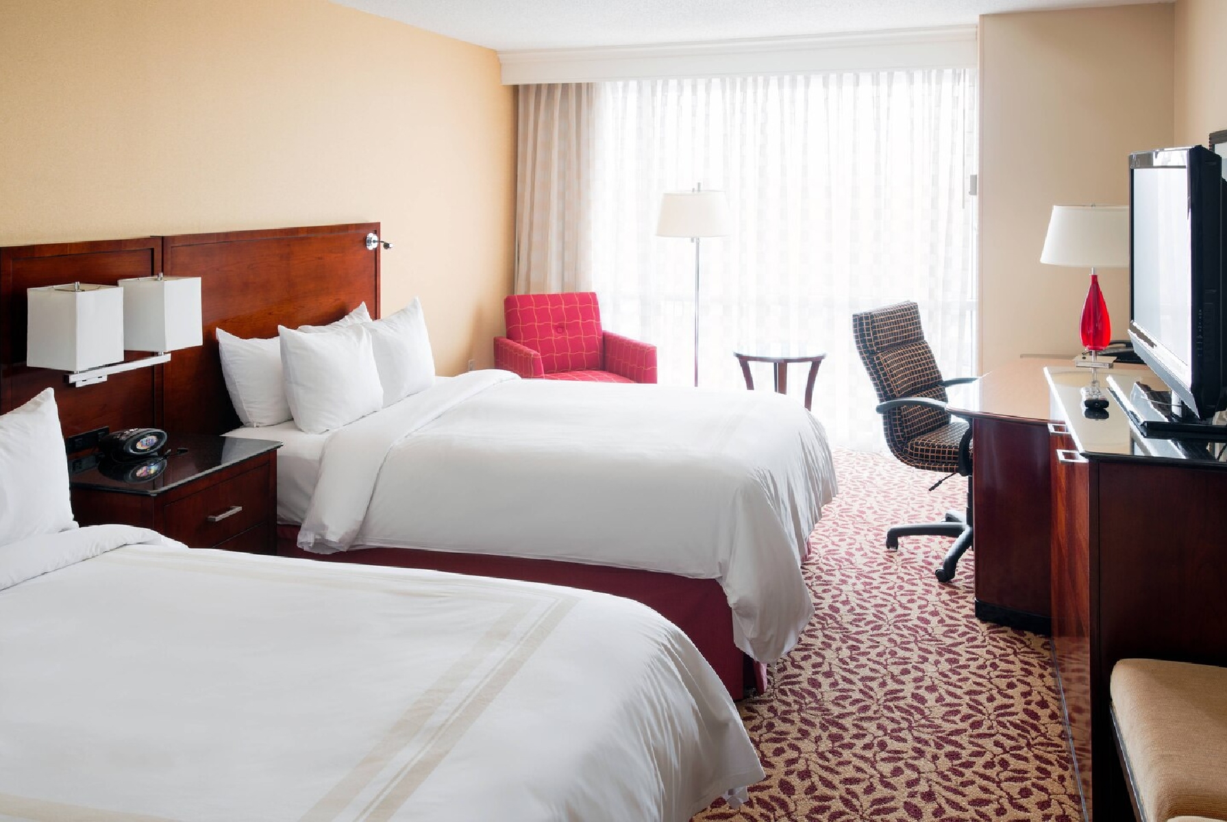Guest room at the Wyndham Cleveland Airport in Cleveland, Ohio