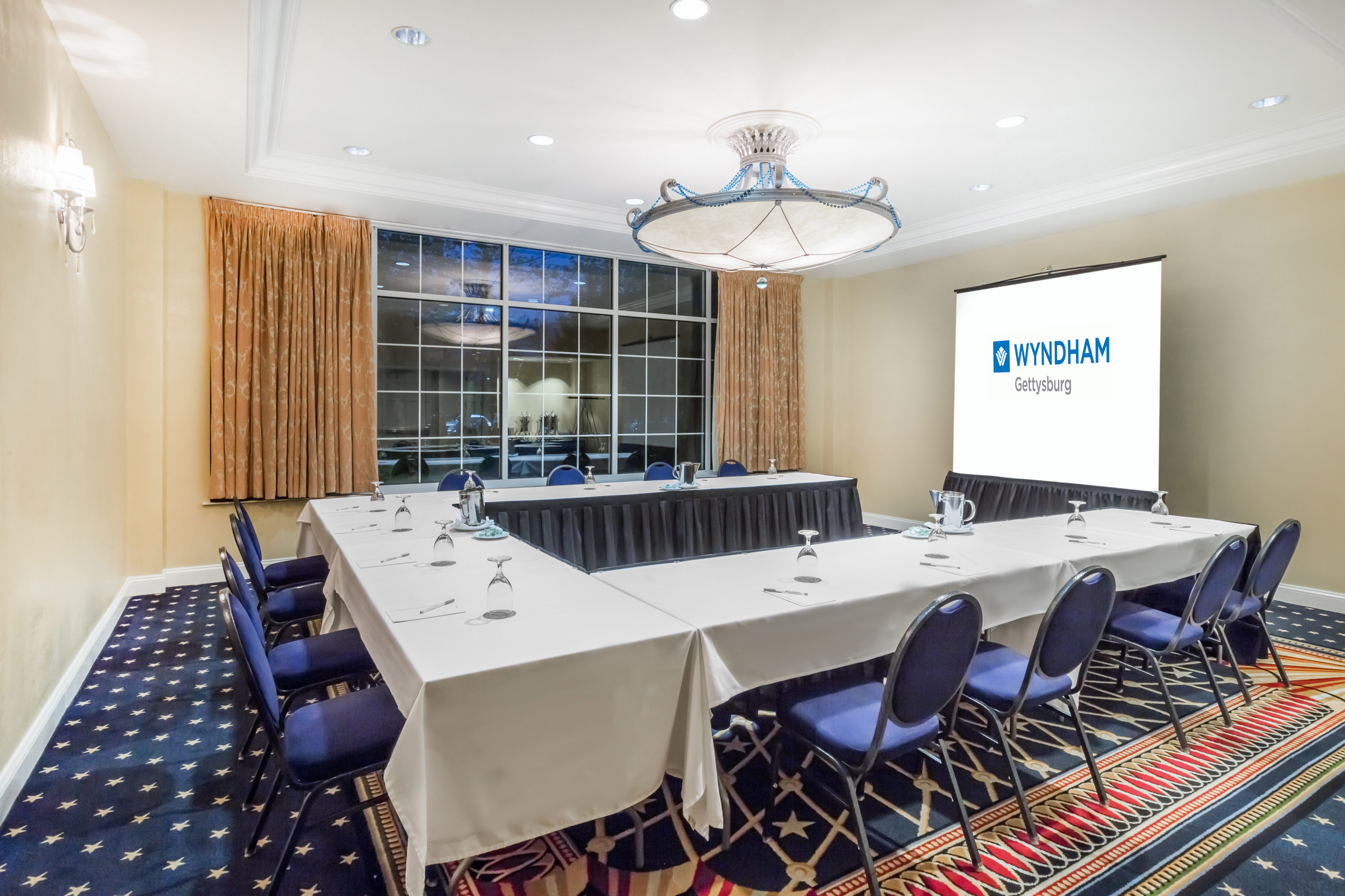 U-shape meeting room at Wyndham Gettysburg Hotel & Conference Center in Gettysburg, Pennsylvania
