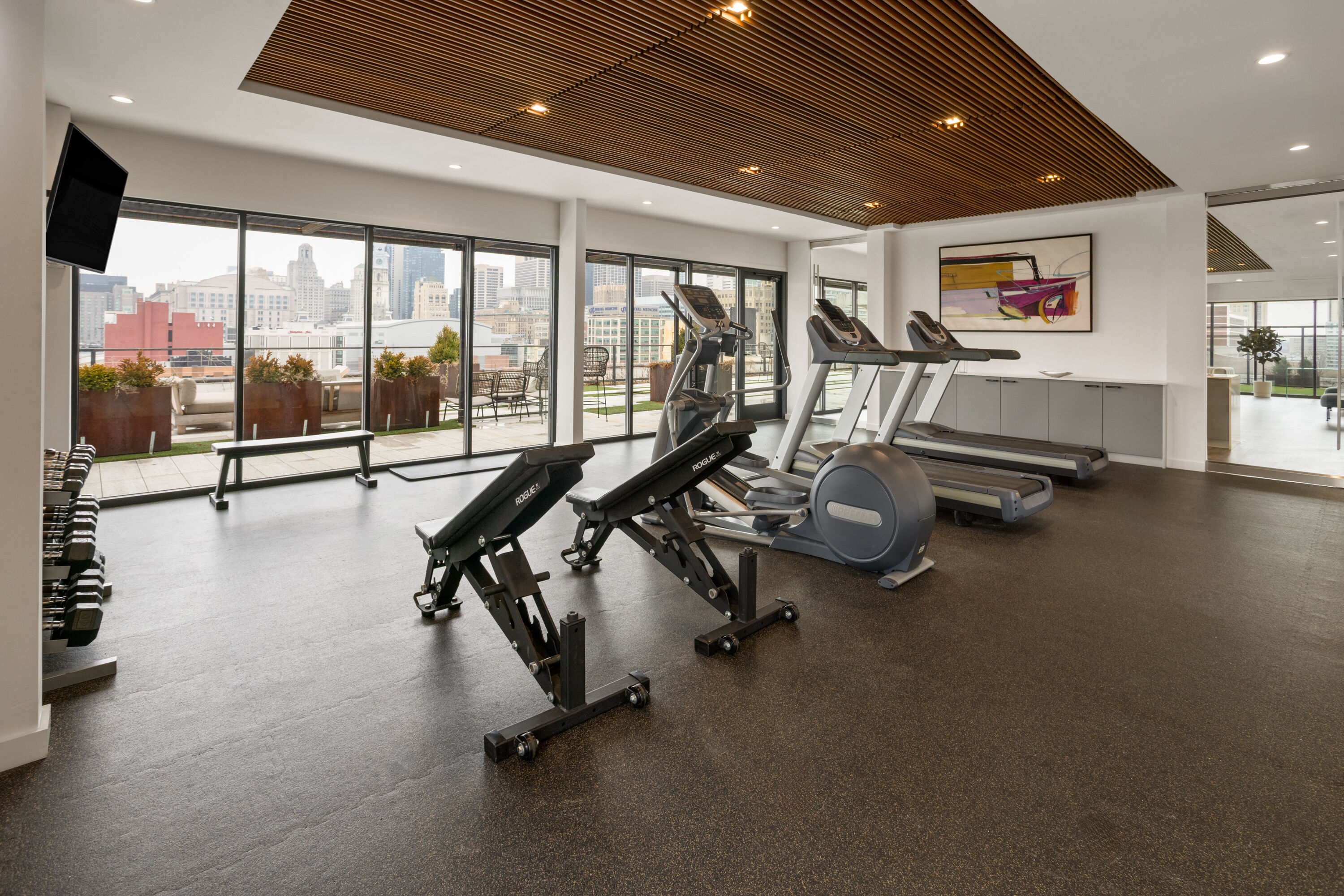 Fitness room at The Heid Lofts by Reside, a Wyndham Residence in Philadelphia, Pennsylvania
