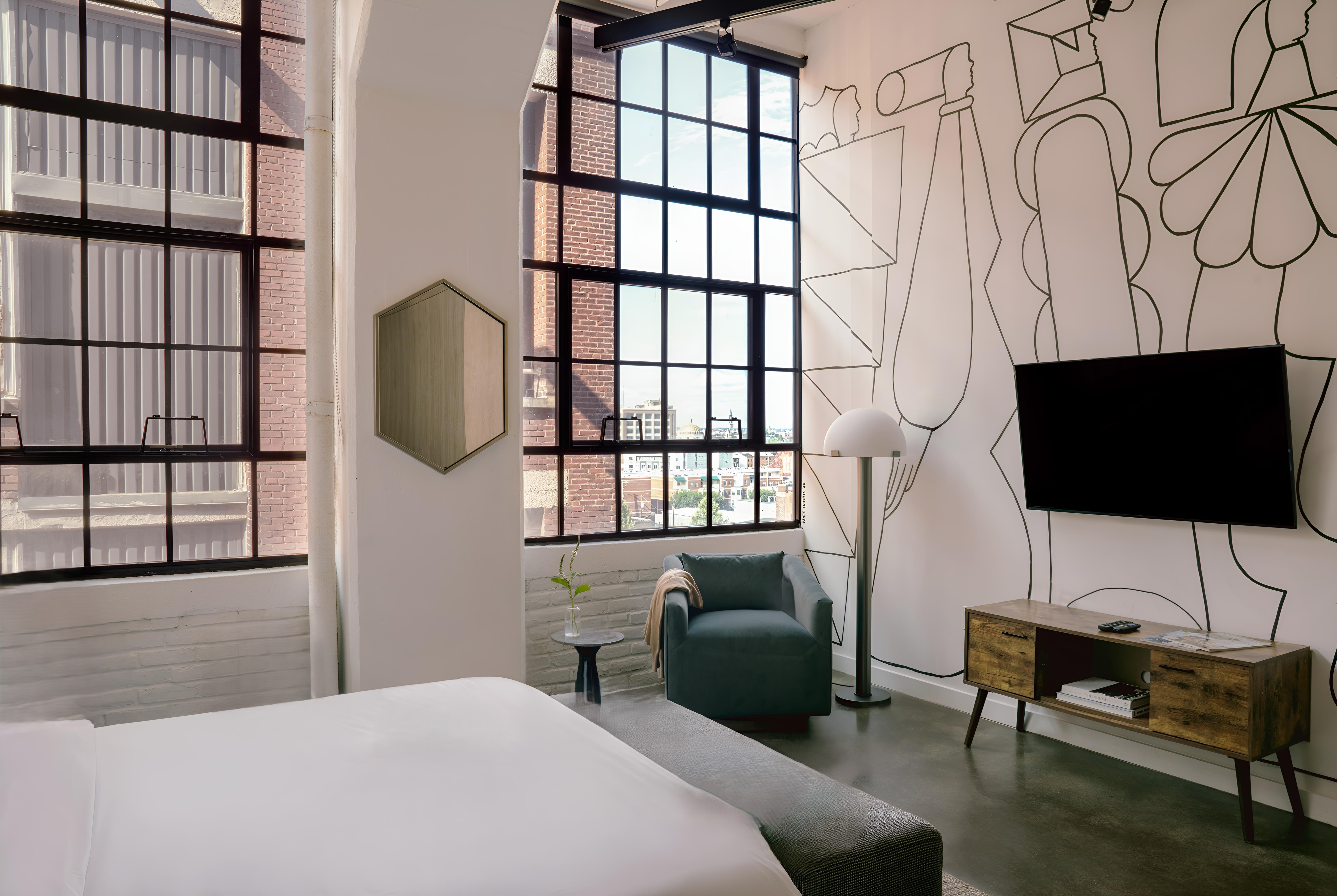 Guest room at the The Heid Lofts by Reside, a Wyndham Residence in Philadelphia, Pennsylvania